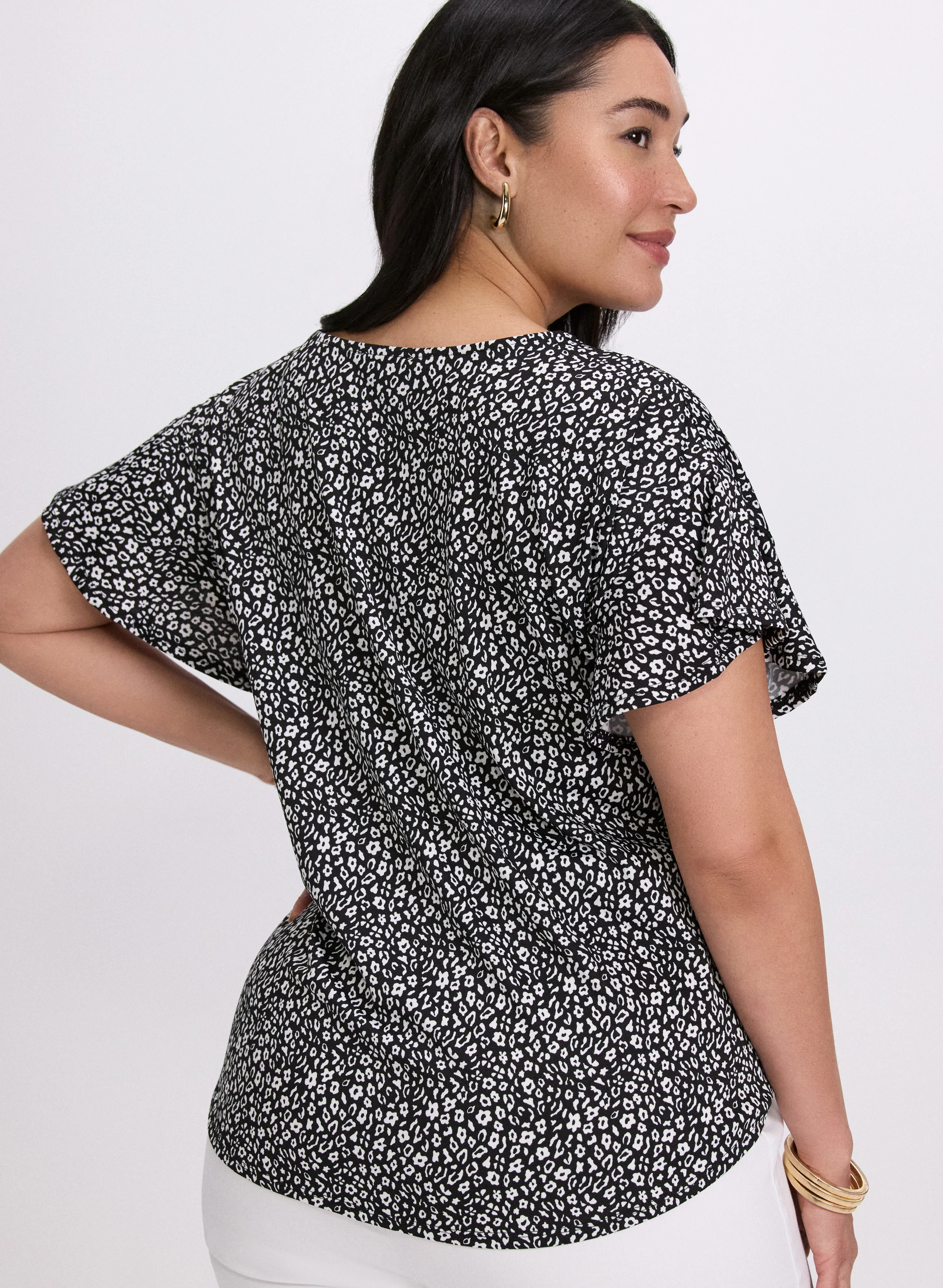 Floral Flutter Sleeve Top - Image 4