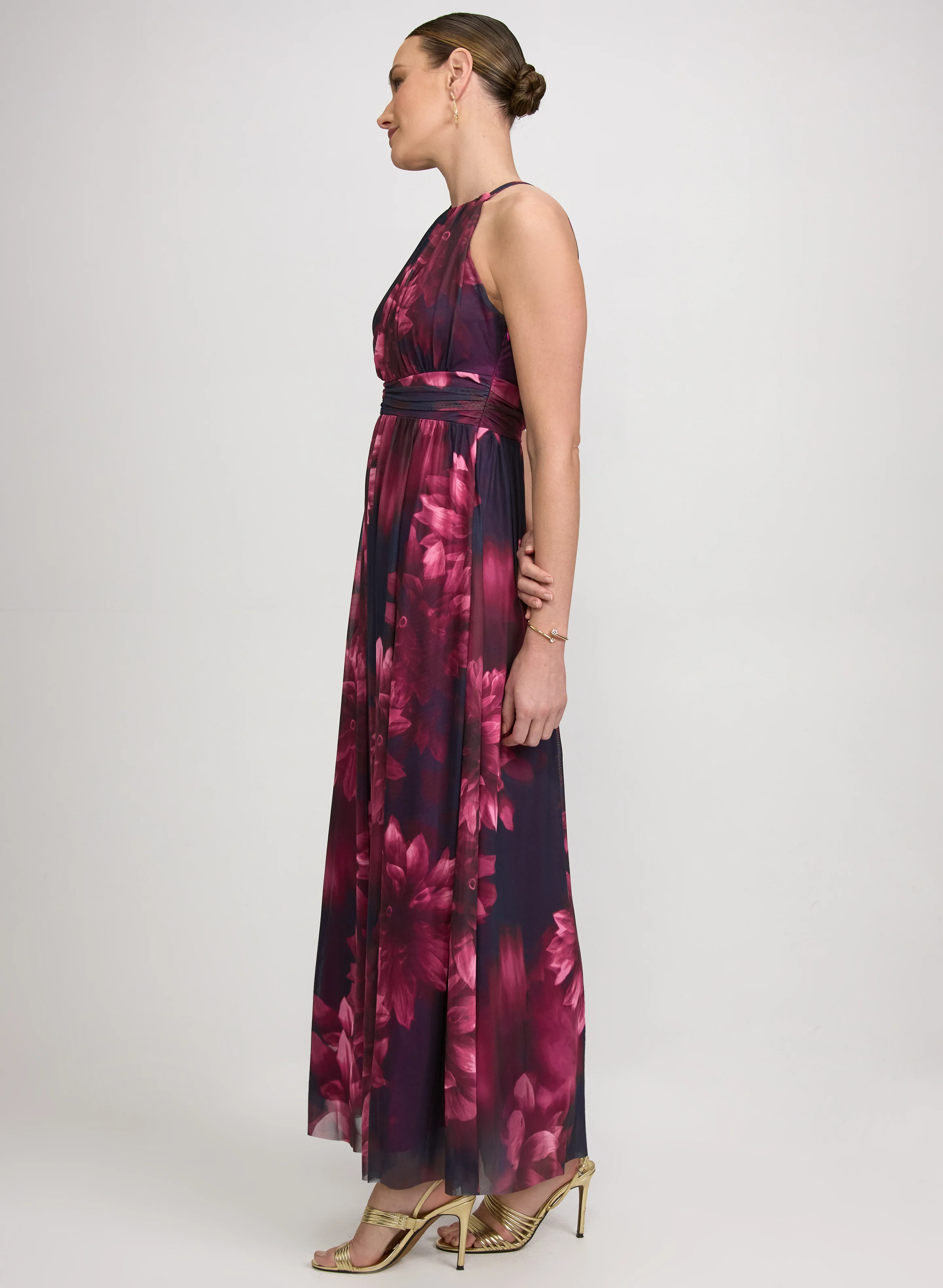 Floral Gathered Halter Dress - Image 3