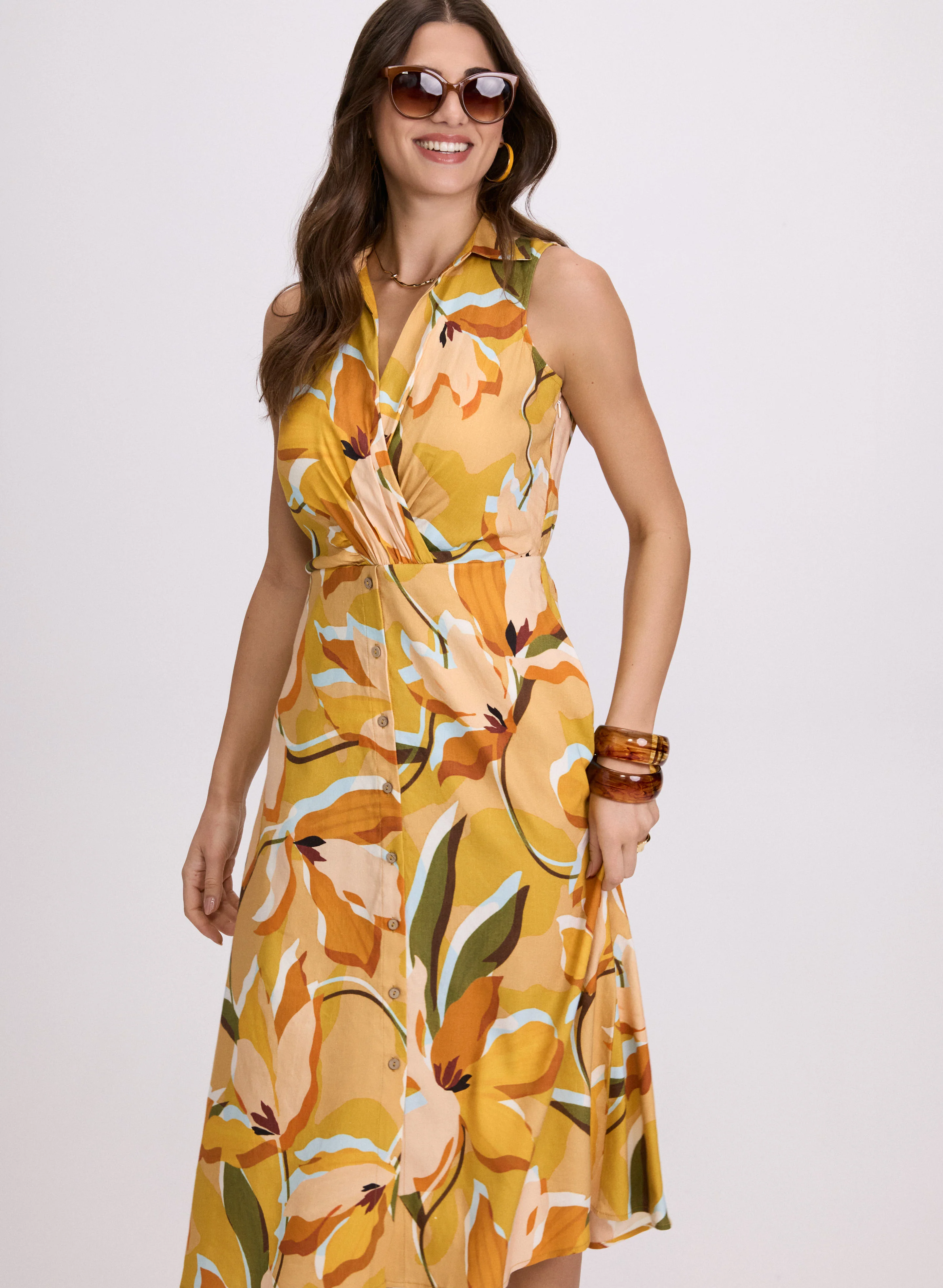 Floral Linen-Blend Dress - Image 7