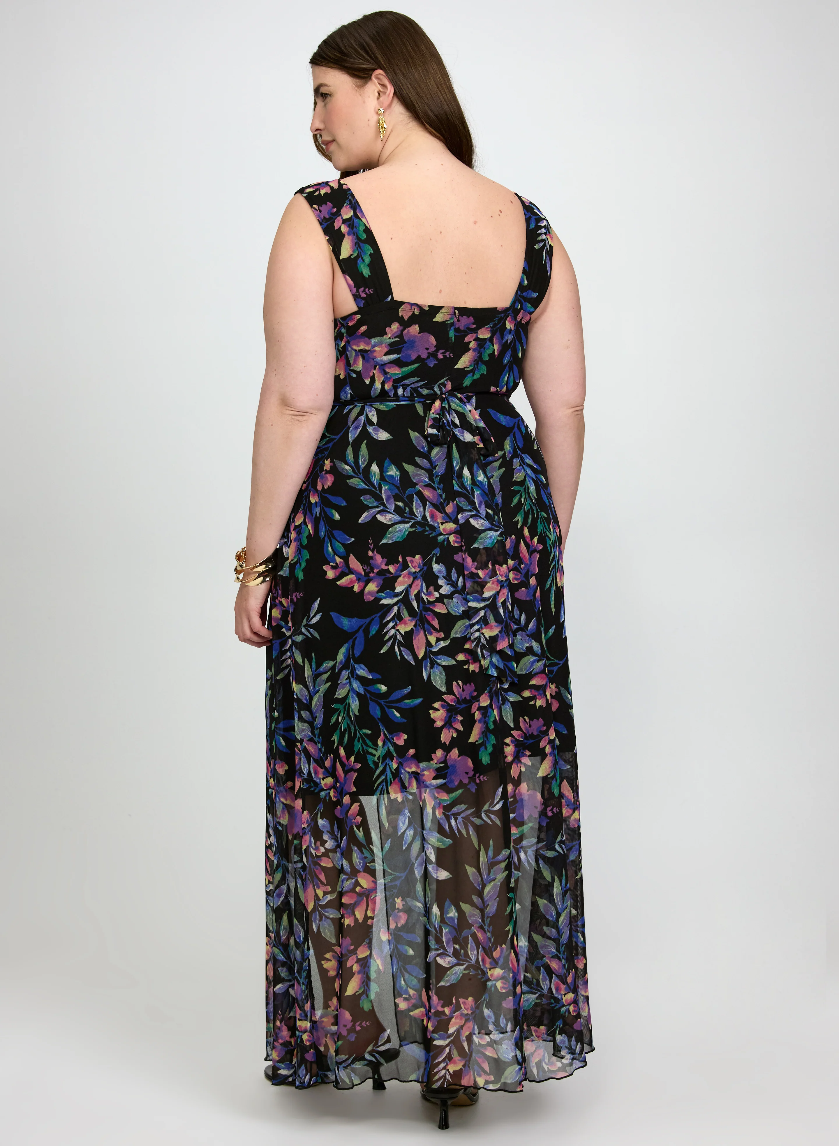 Floral Mesh Overlay Dress - Image 3