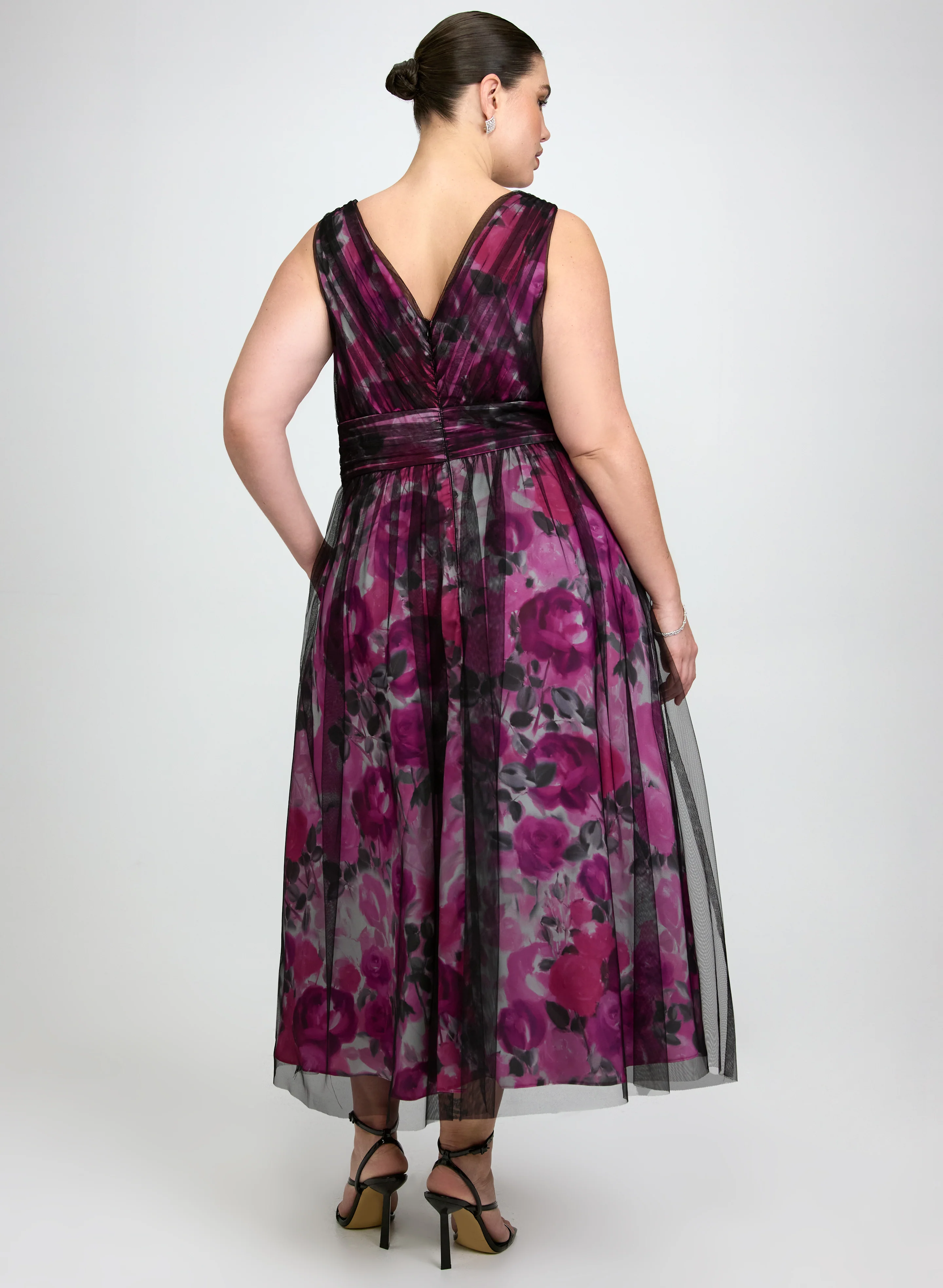 Floral & Mesh Overlay Dress - Image 5