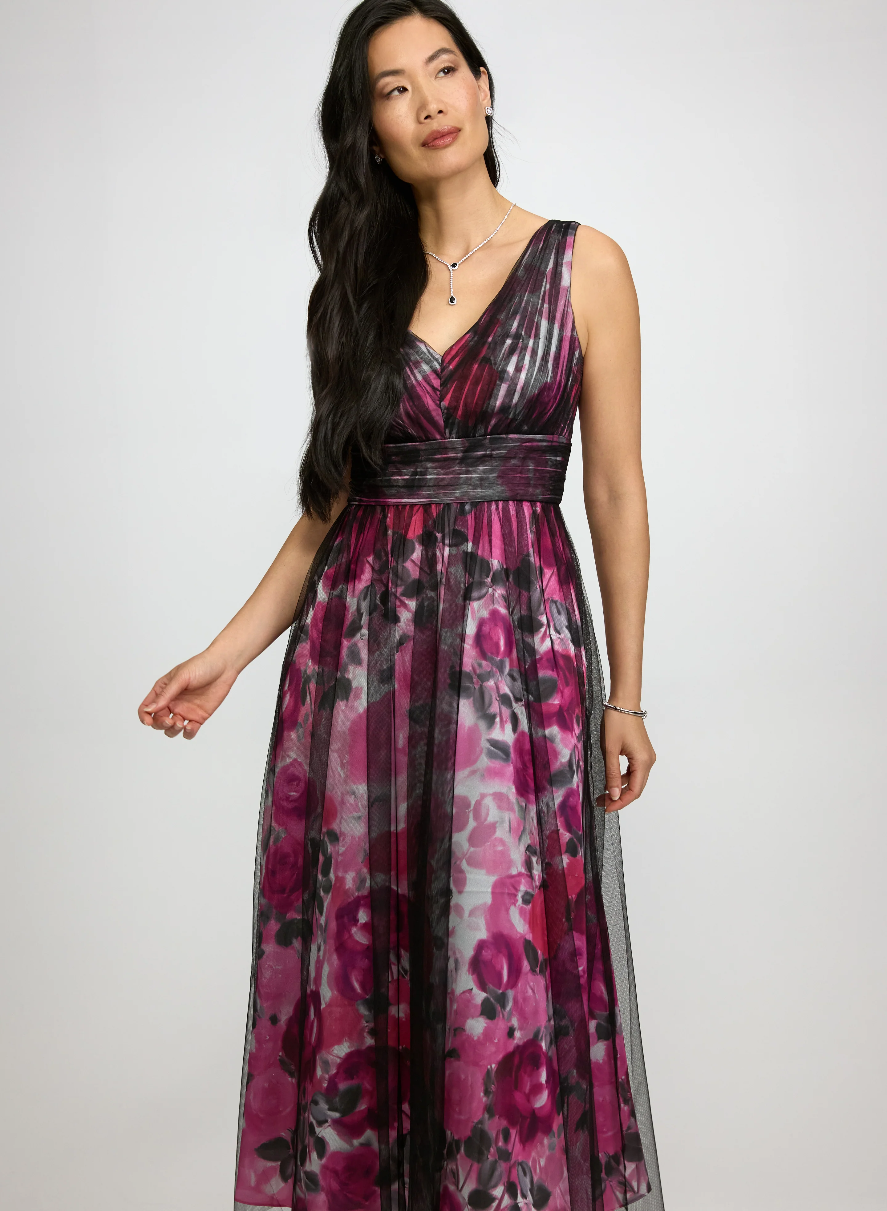 Floral & Mesh Overlay Dress - Image 7