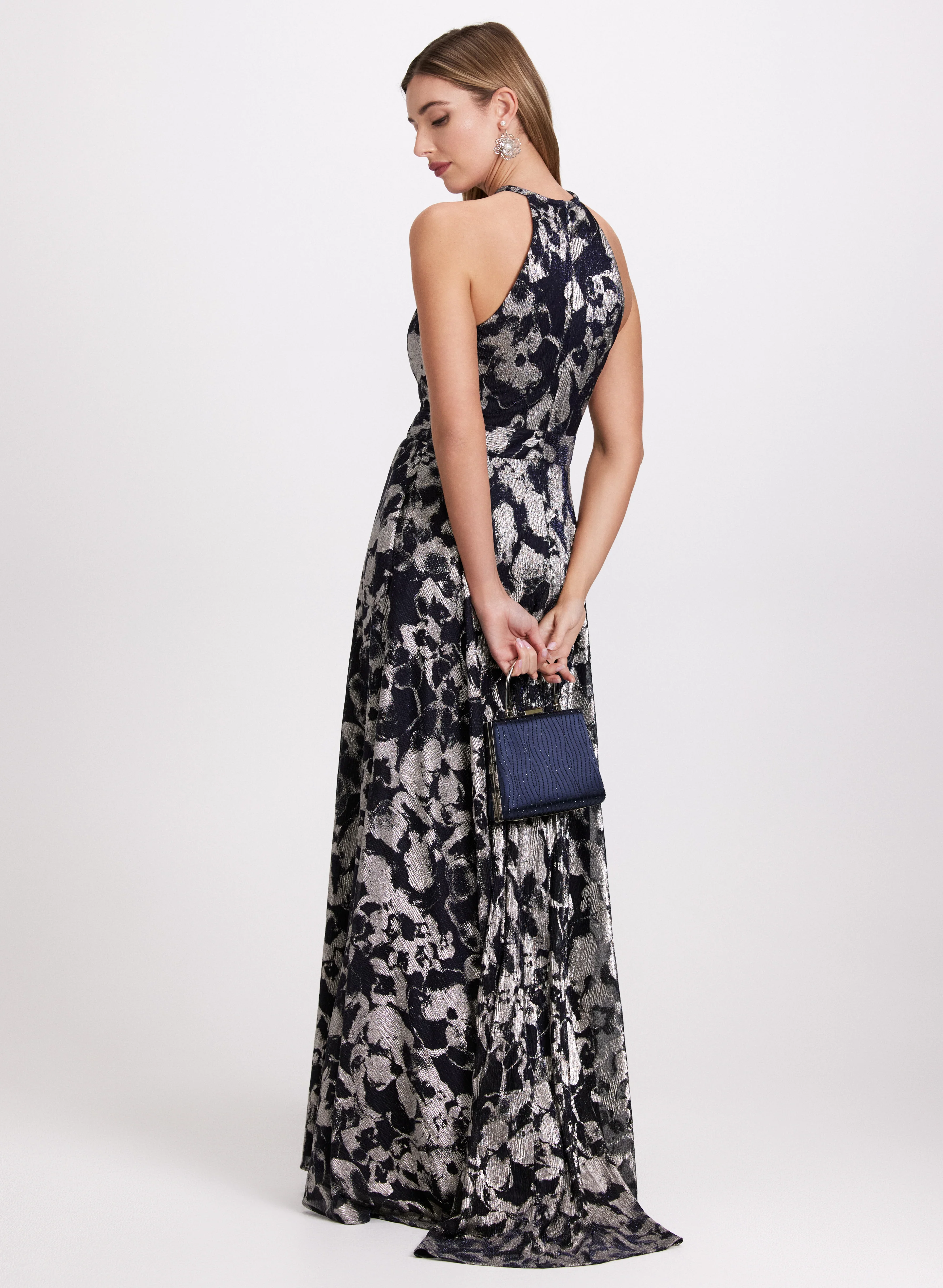 Floral Metallic Dress - Image 3