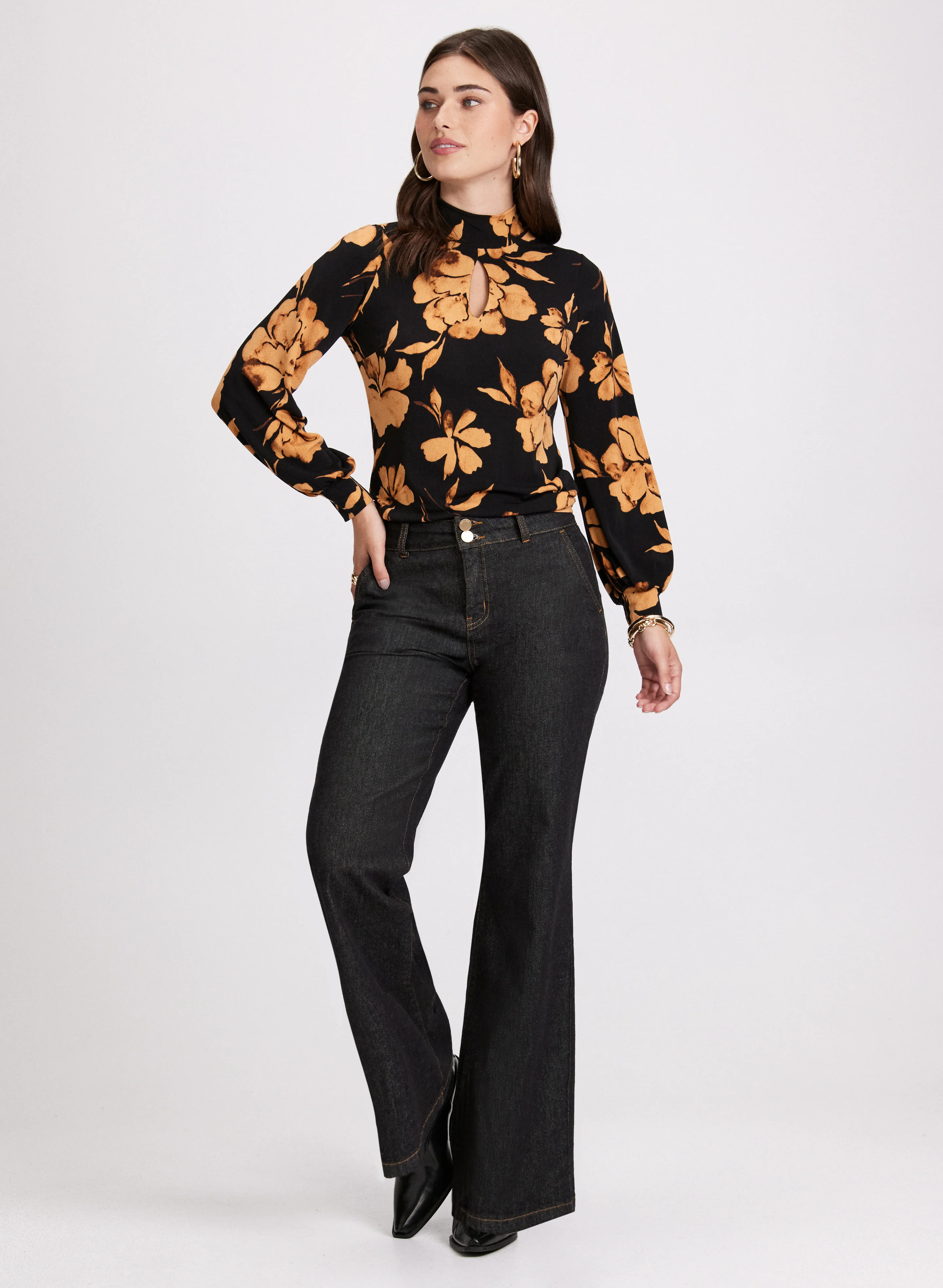 Floral Mock Neck Top - Image 3