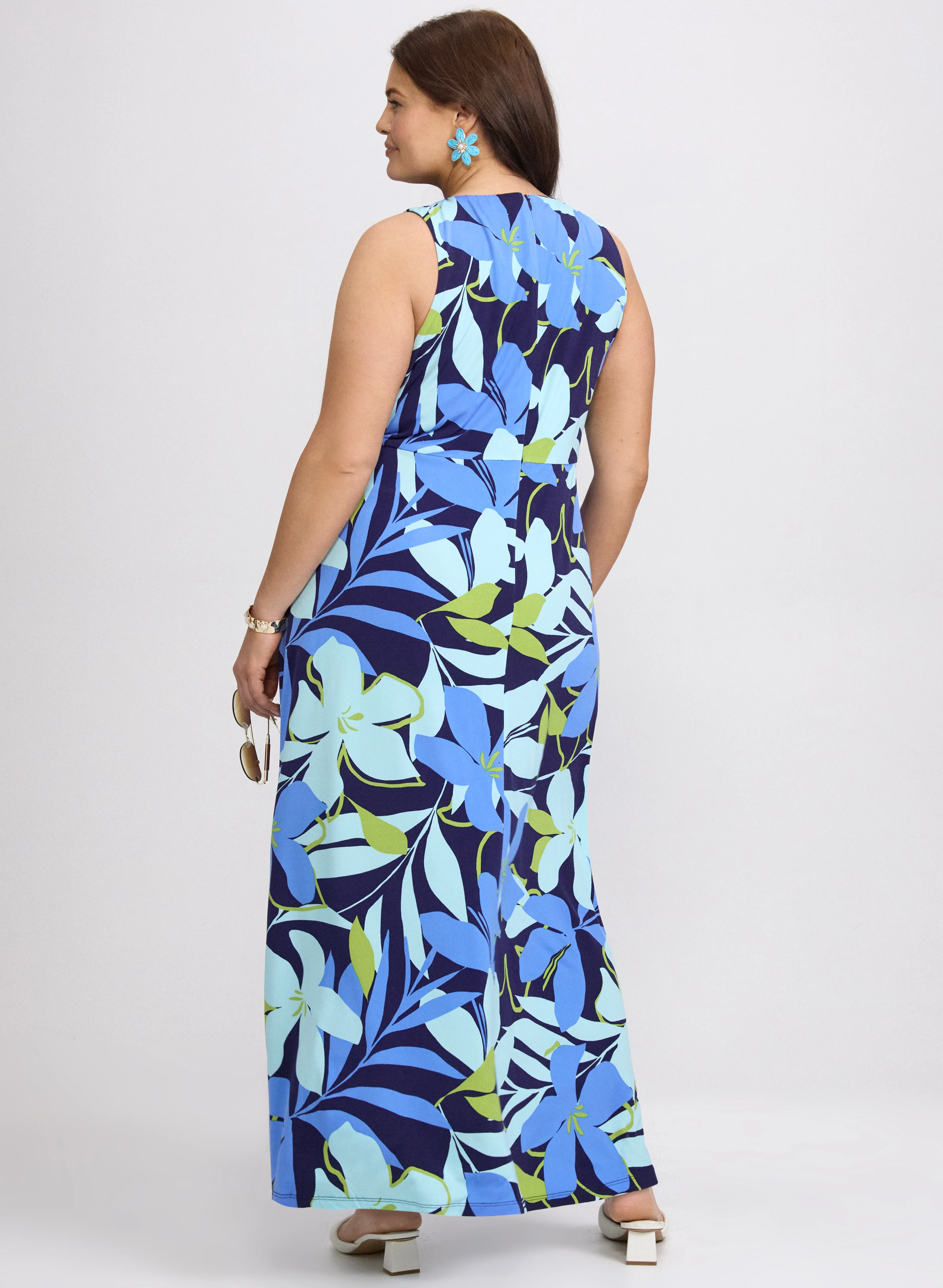 Floral Palm Print Maxi Dress - Image 4