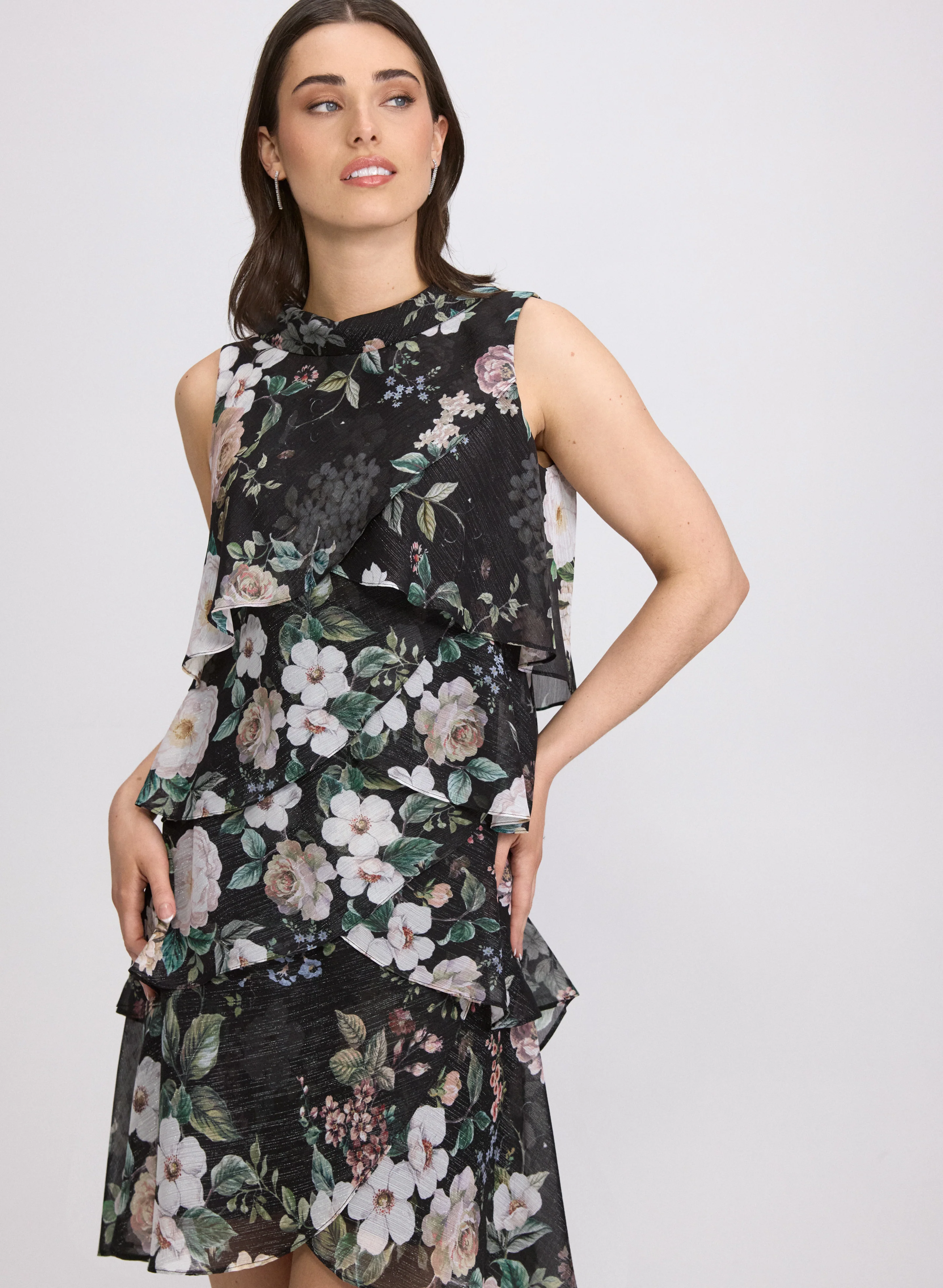 Floral Pattern Tiered Dress - Image 7