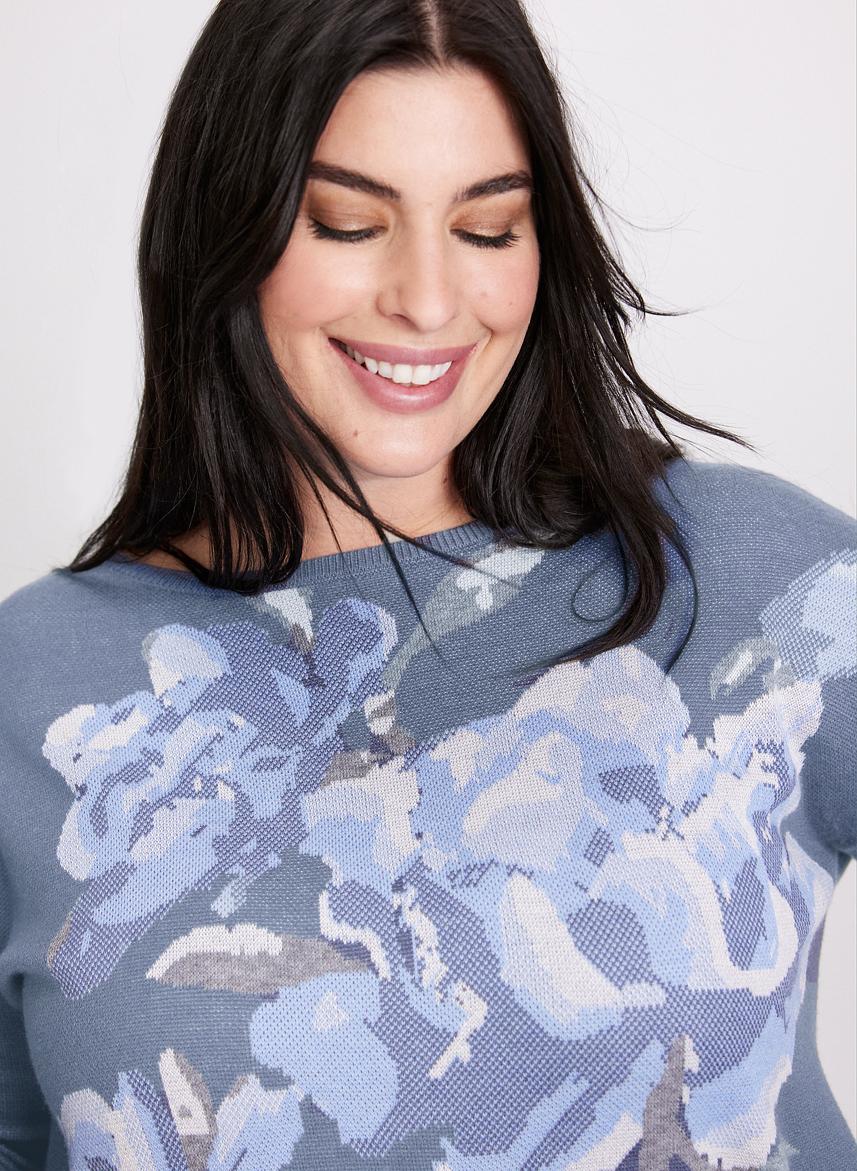 Floral Print Knit Sweater - Image 2