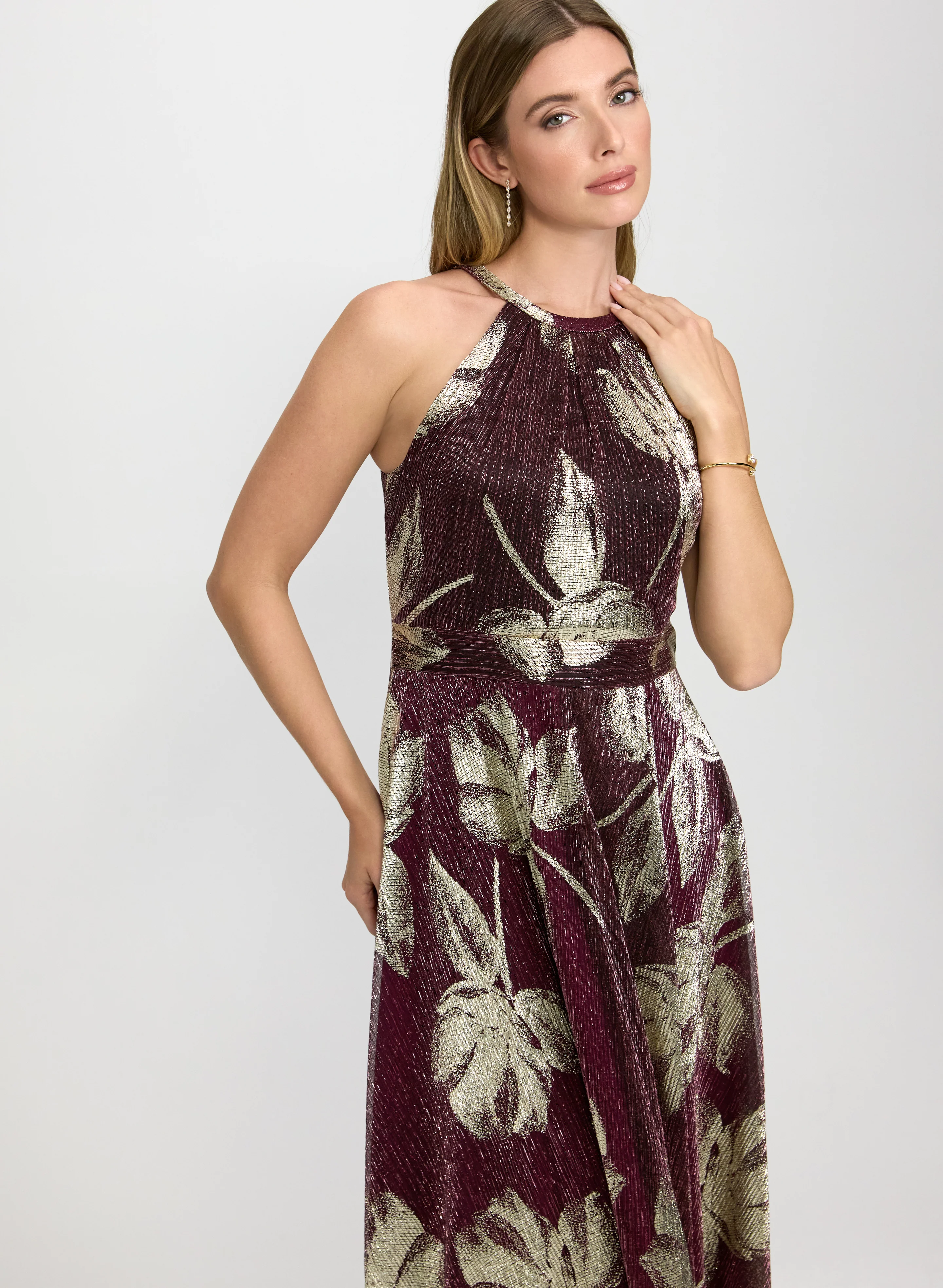 Floral Print Lurex Dress - Image 7