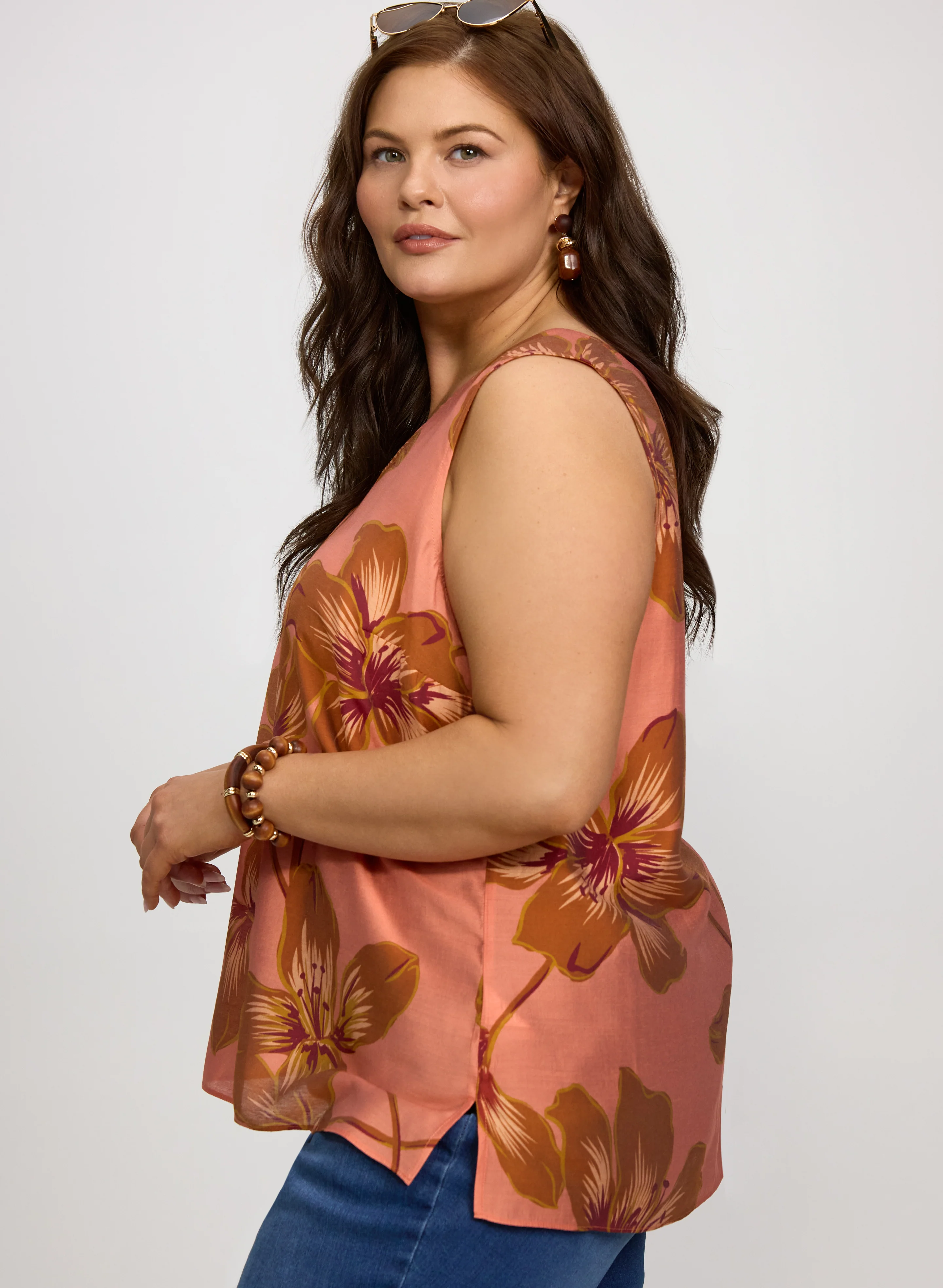 Floral Print Sleeveless Blouse - Image 2