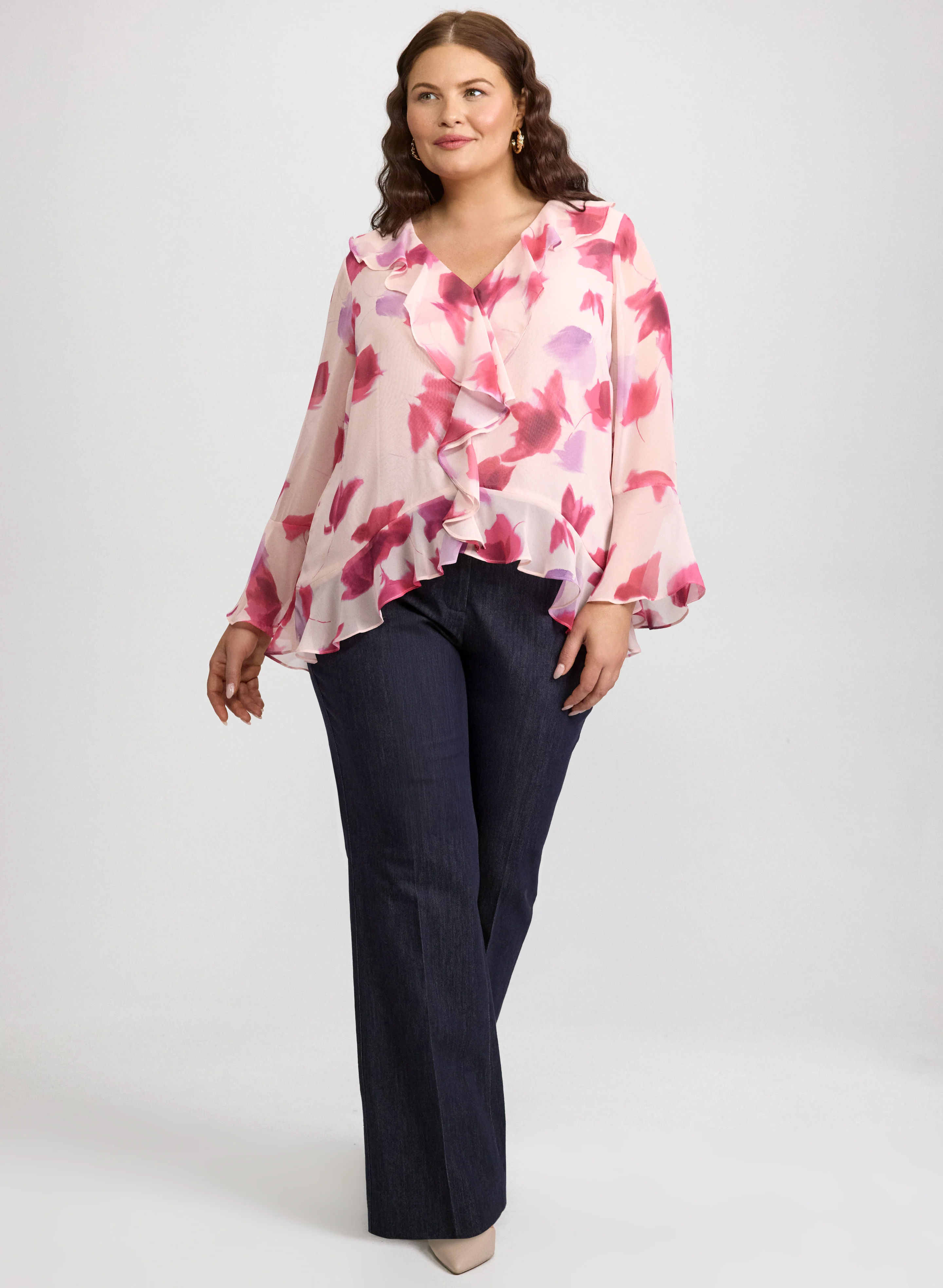 Floral Ruffle Front Blouse - Image 3