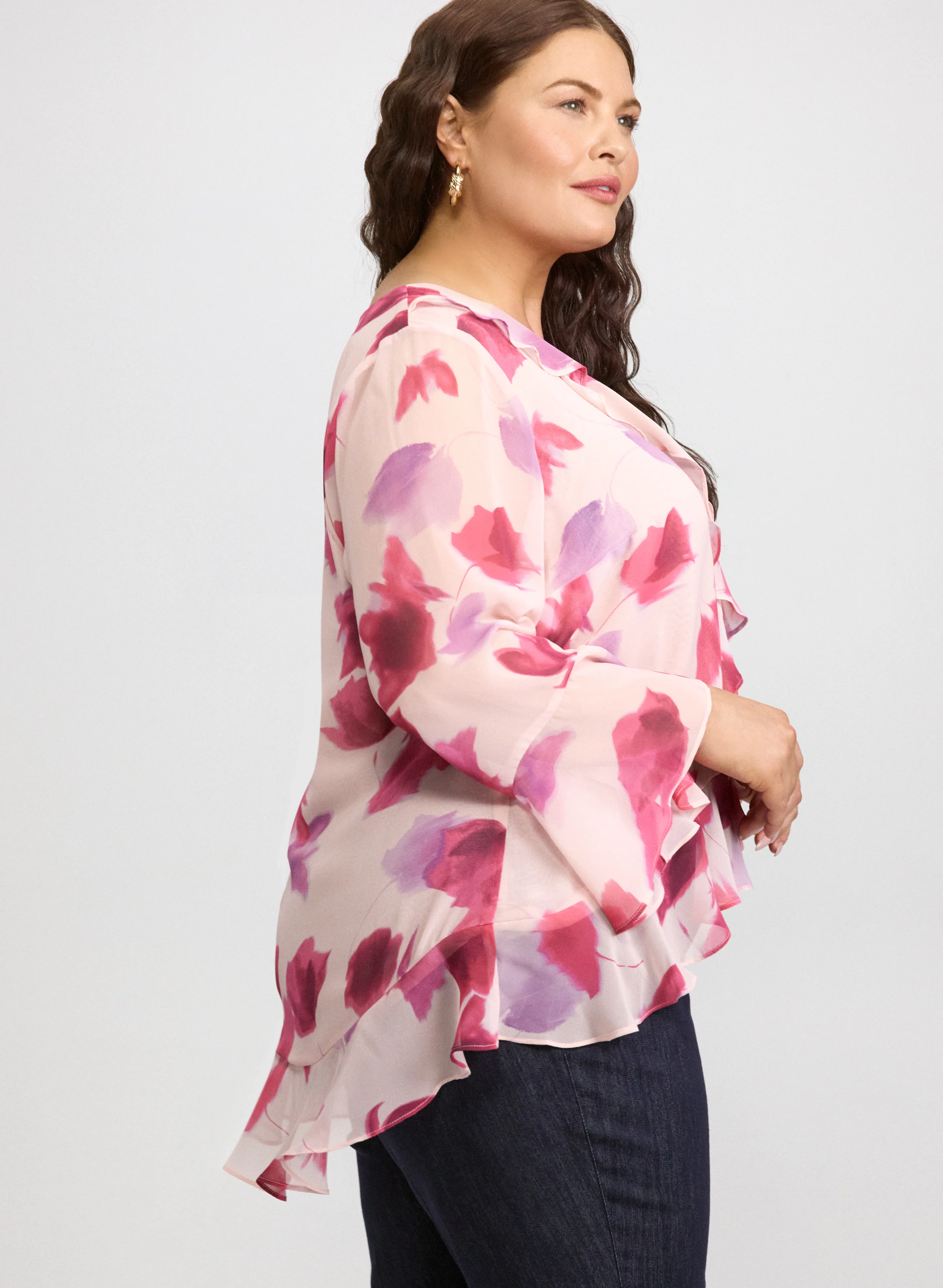 Floral Ruffle Front Blouse - Image 5