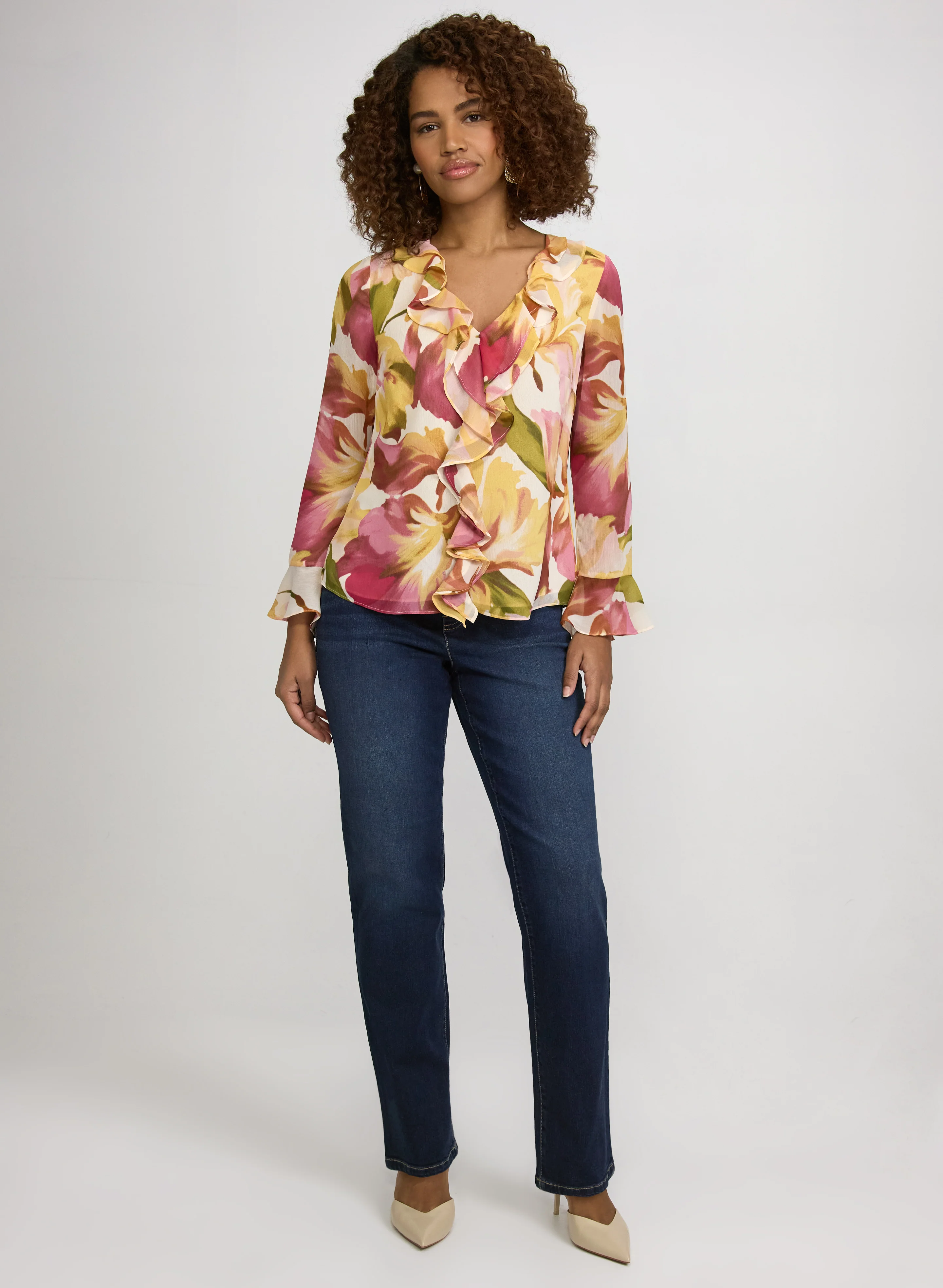 Floral Ruffle Front Blouse - Image 3