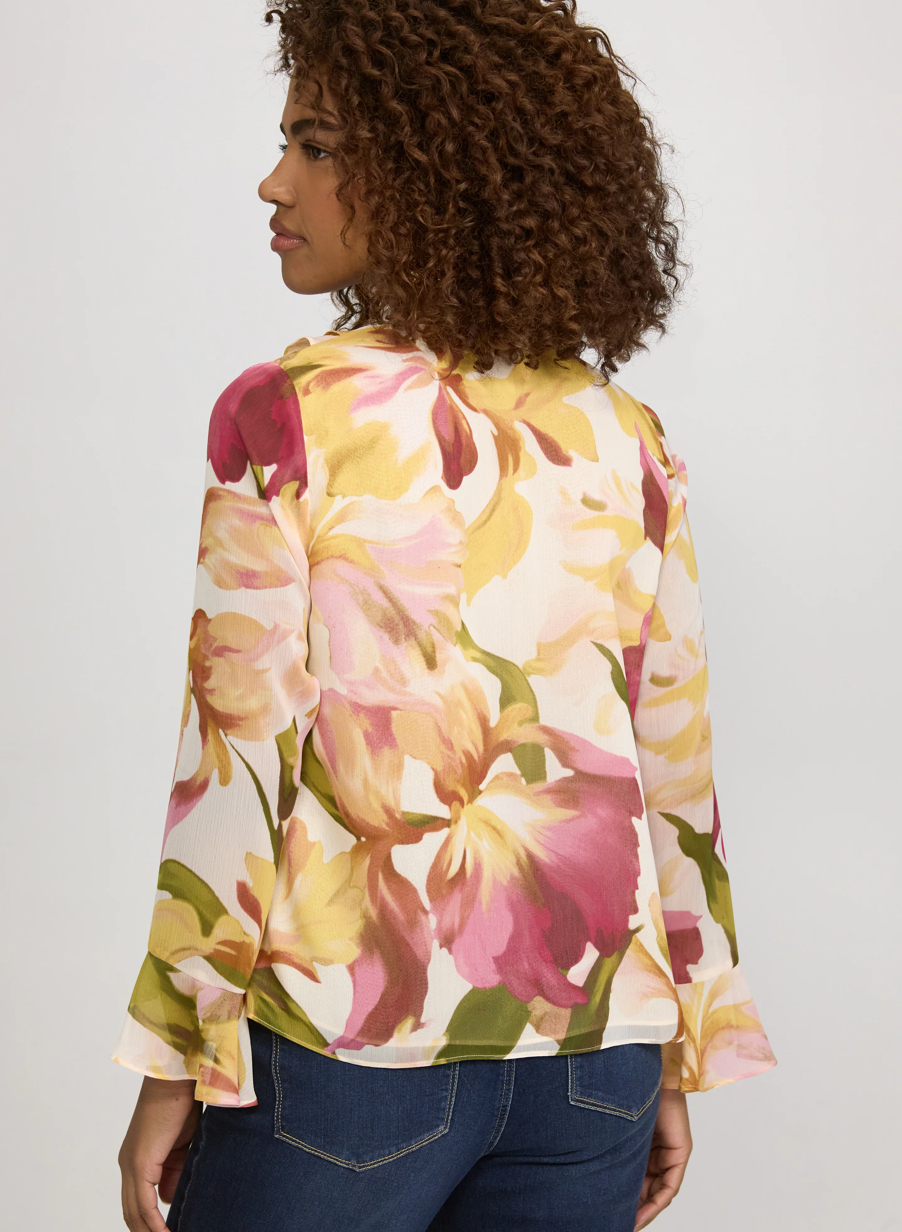 Floral Ruffle Front Blouse - Image 4