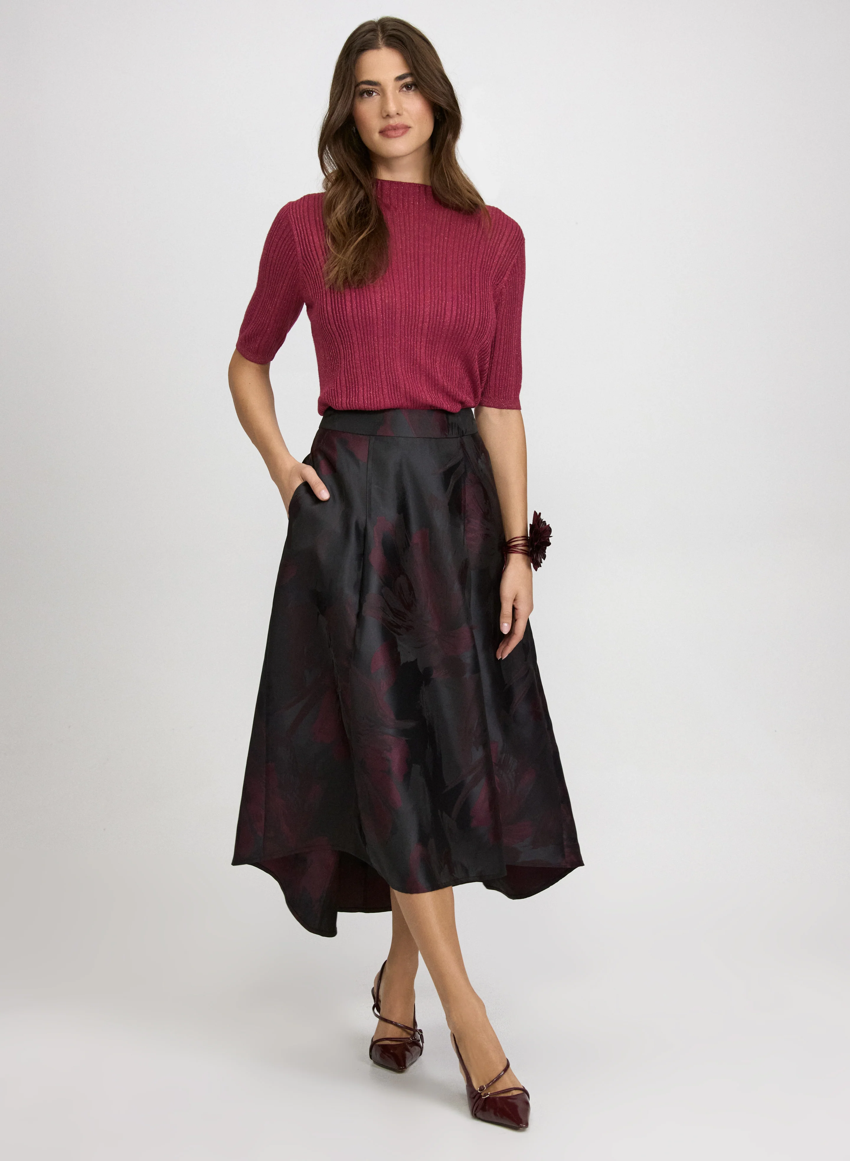 Floral Satin Skirt - Image 3
