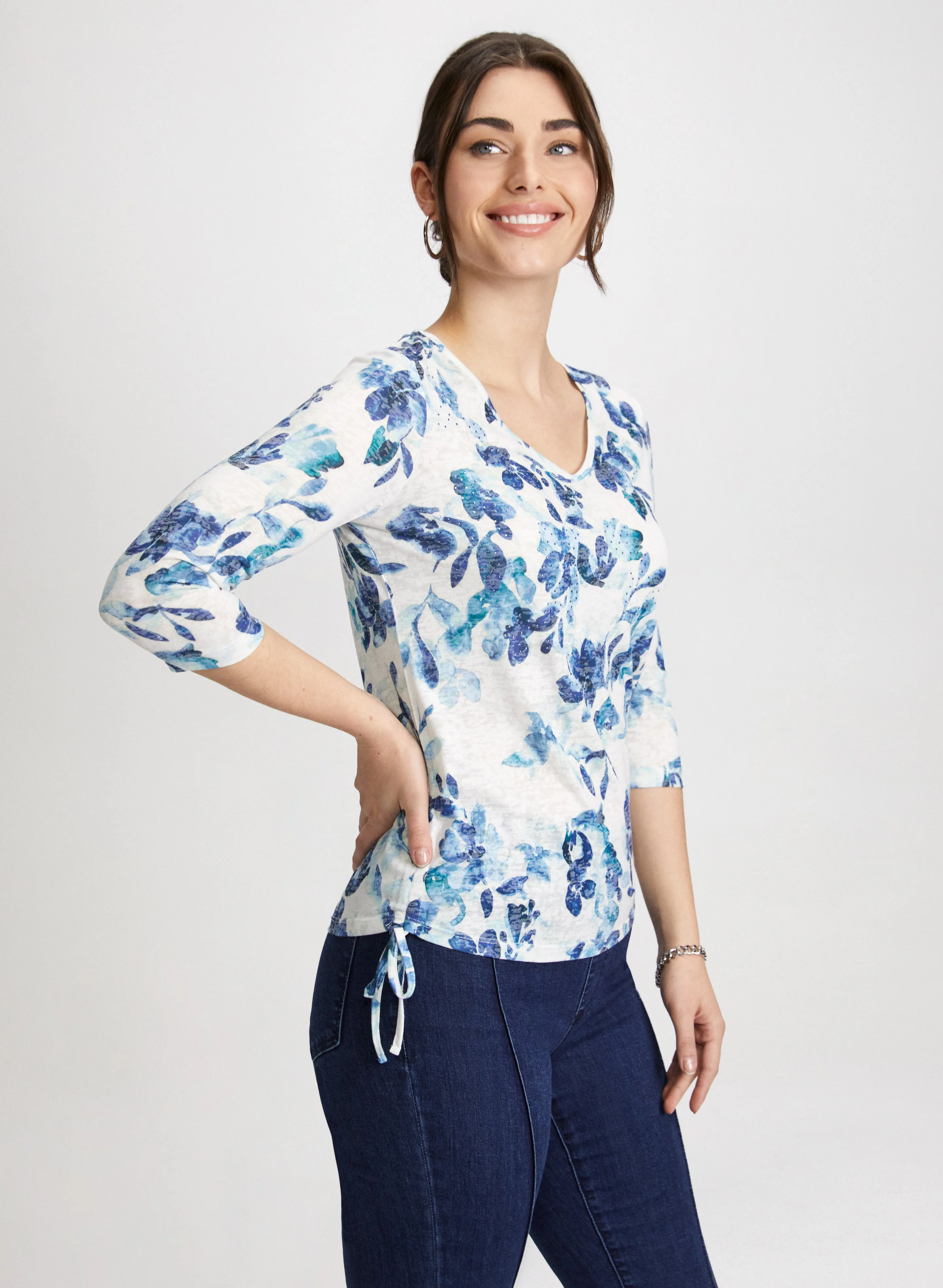 Floral Tied Hem Top - Image 5