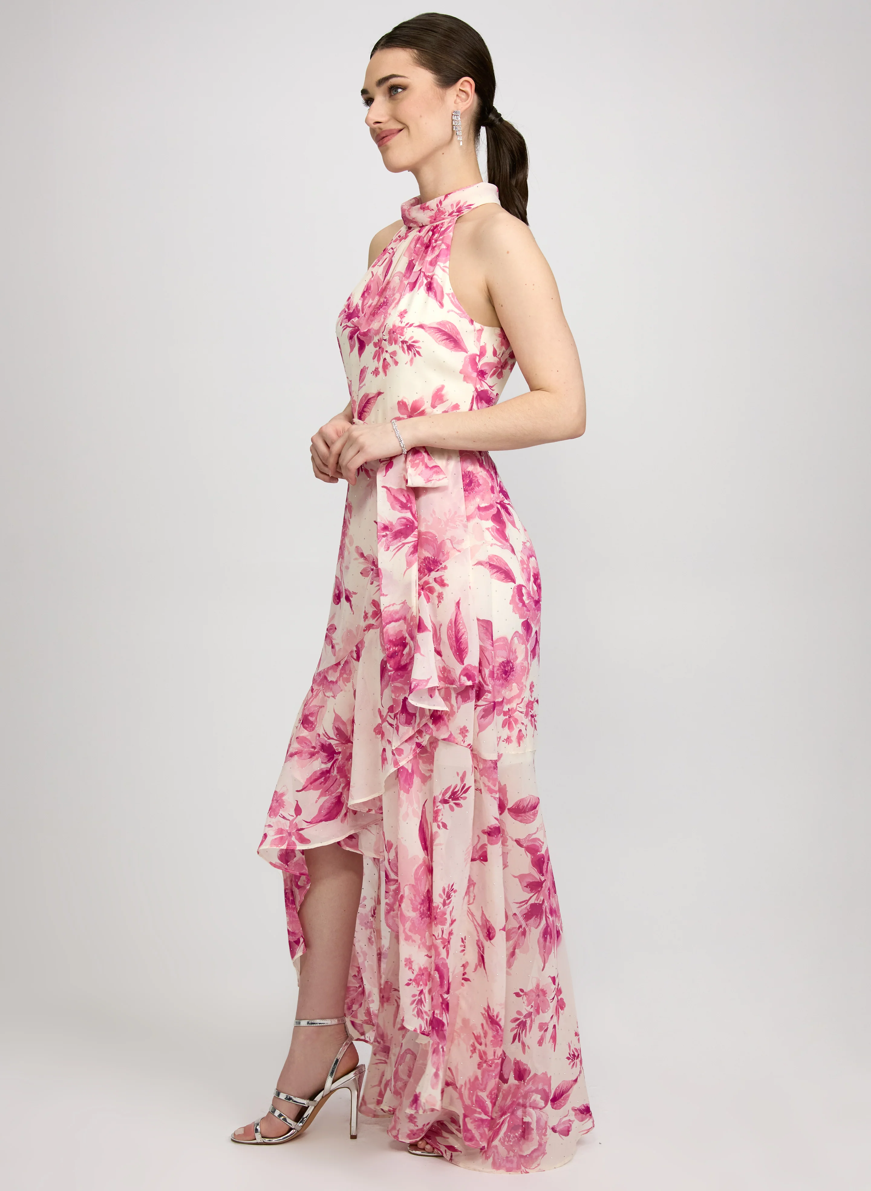 Floral Waterfall Ruffle Dress - Image 2