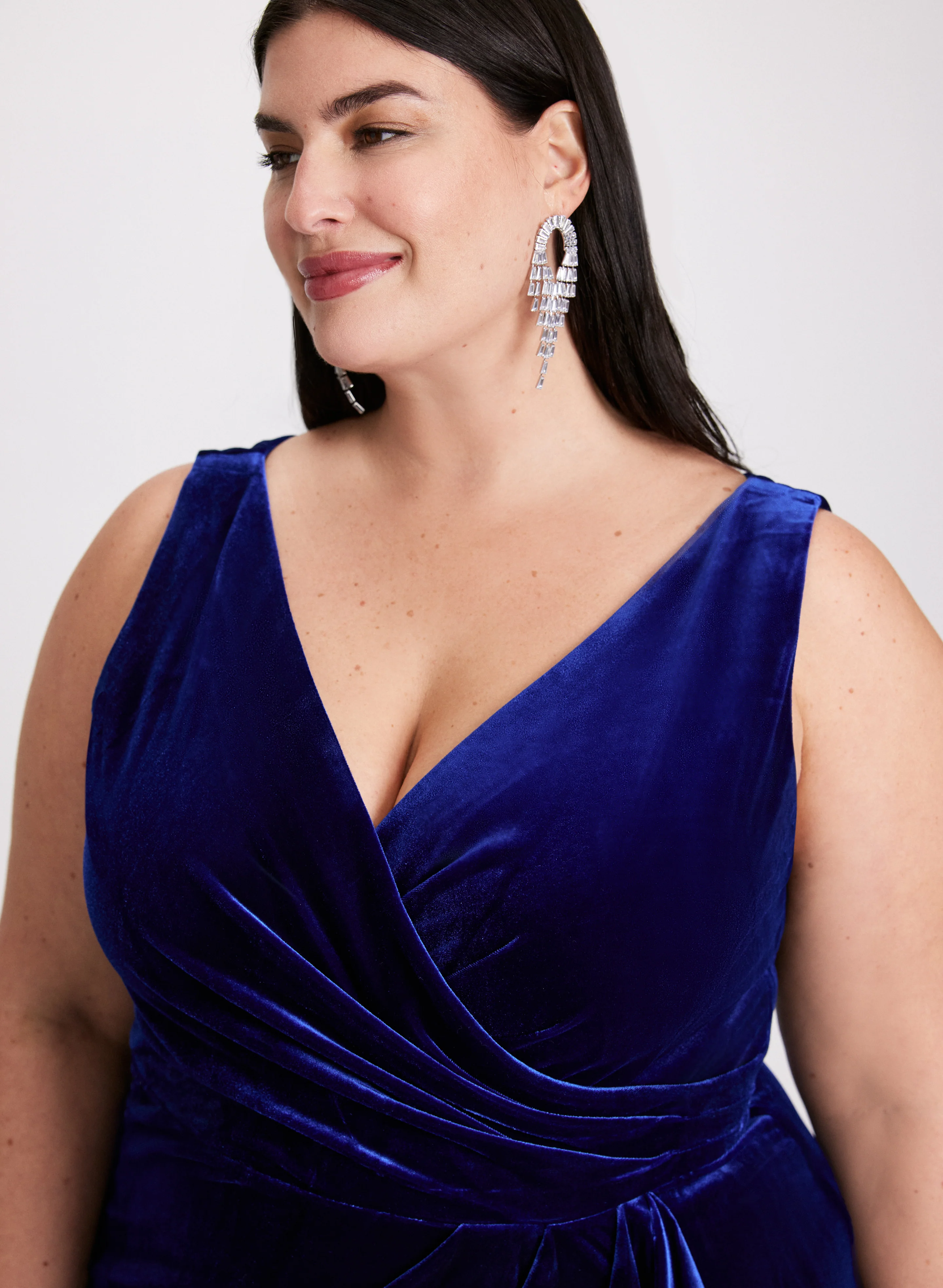 Flounce Front Velvet Dress - Image 5
