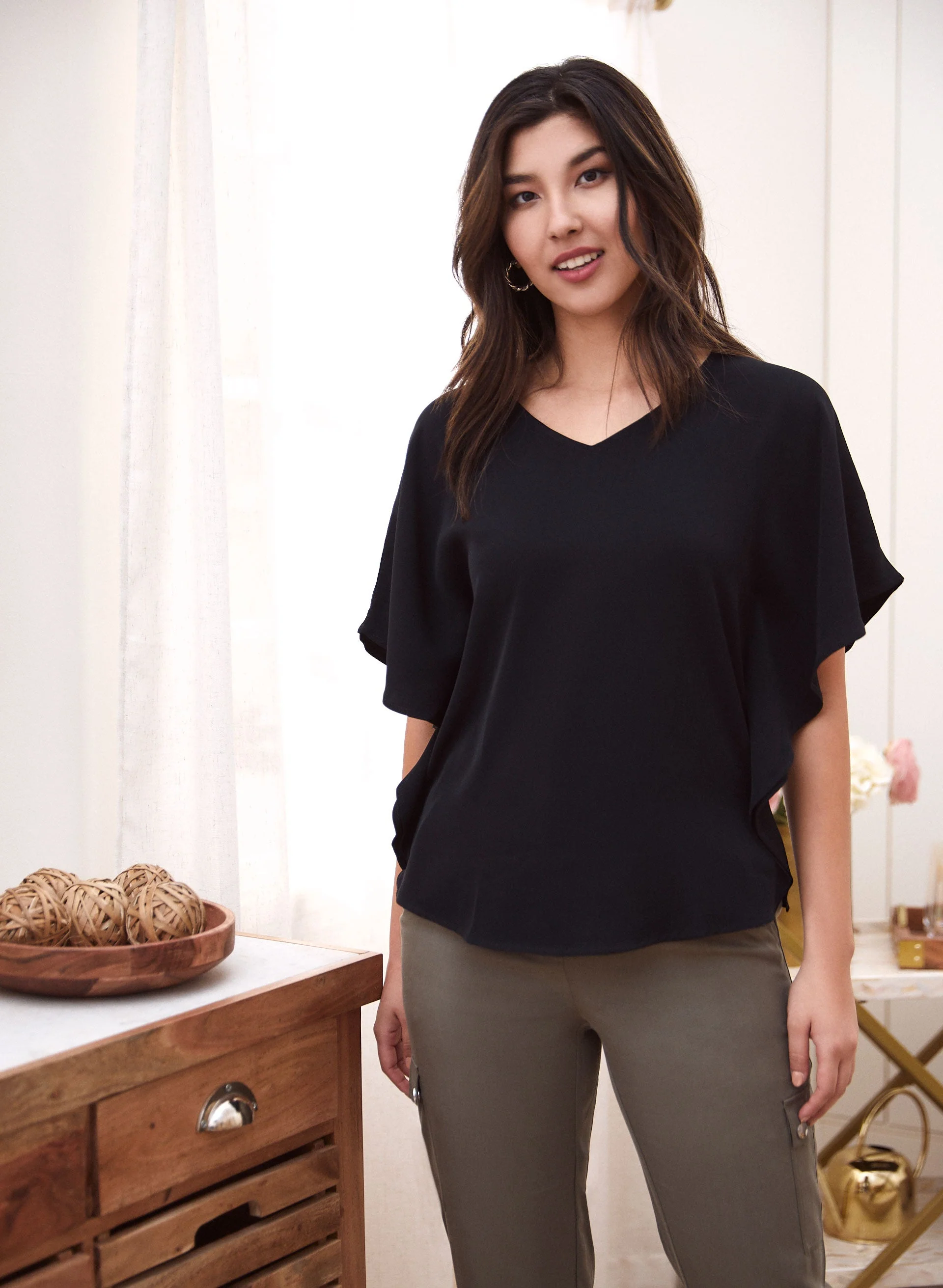 Flutter Detail Poncho Blouse - Image 3