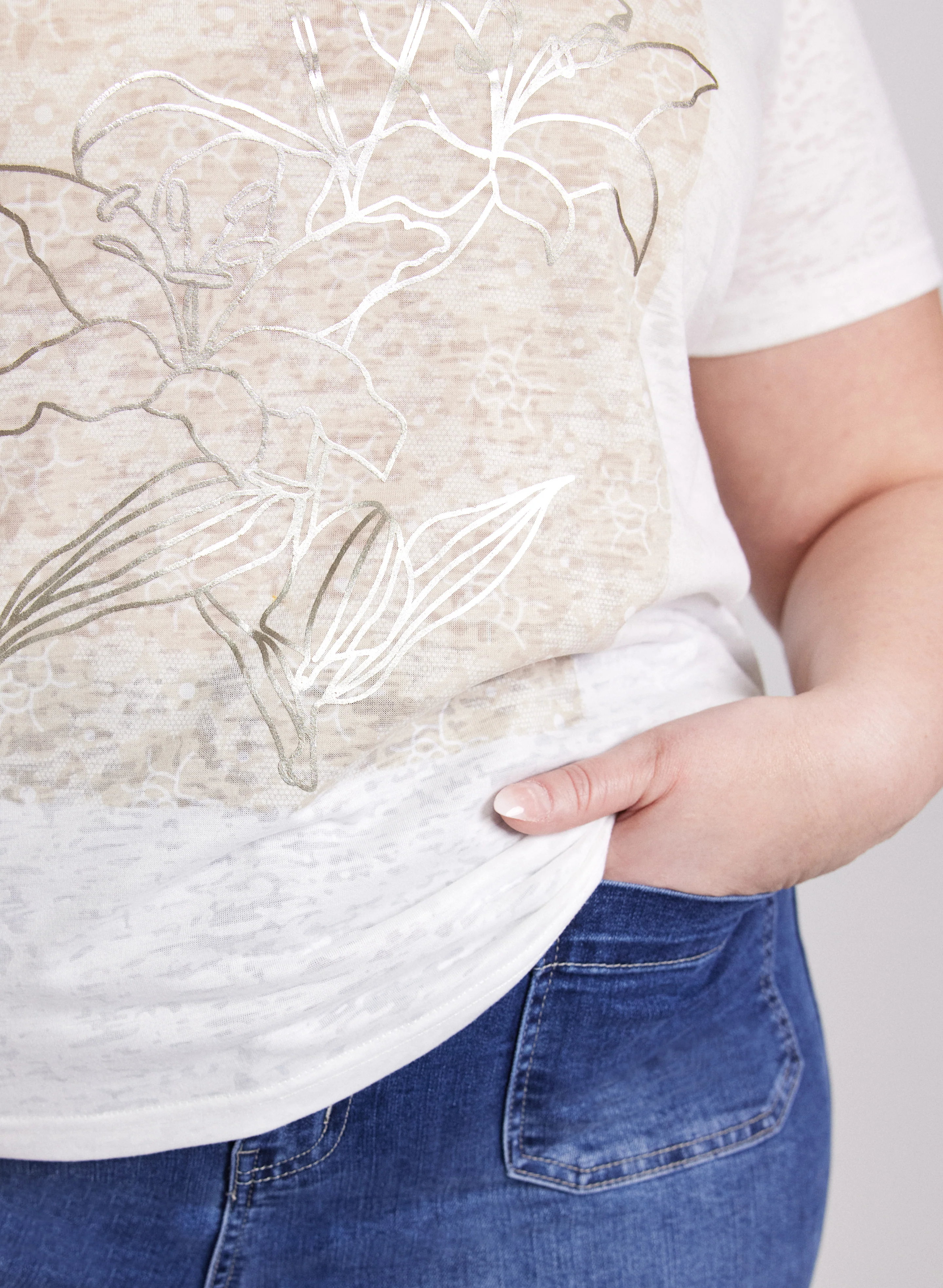 Foiled Floral Print T-Shirt - Image 5