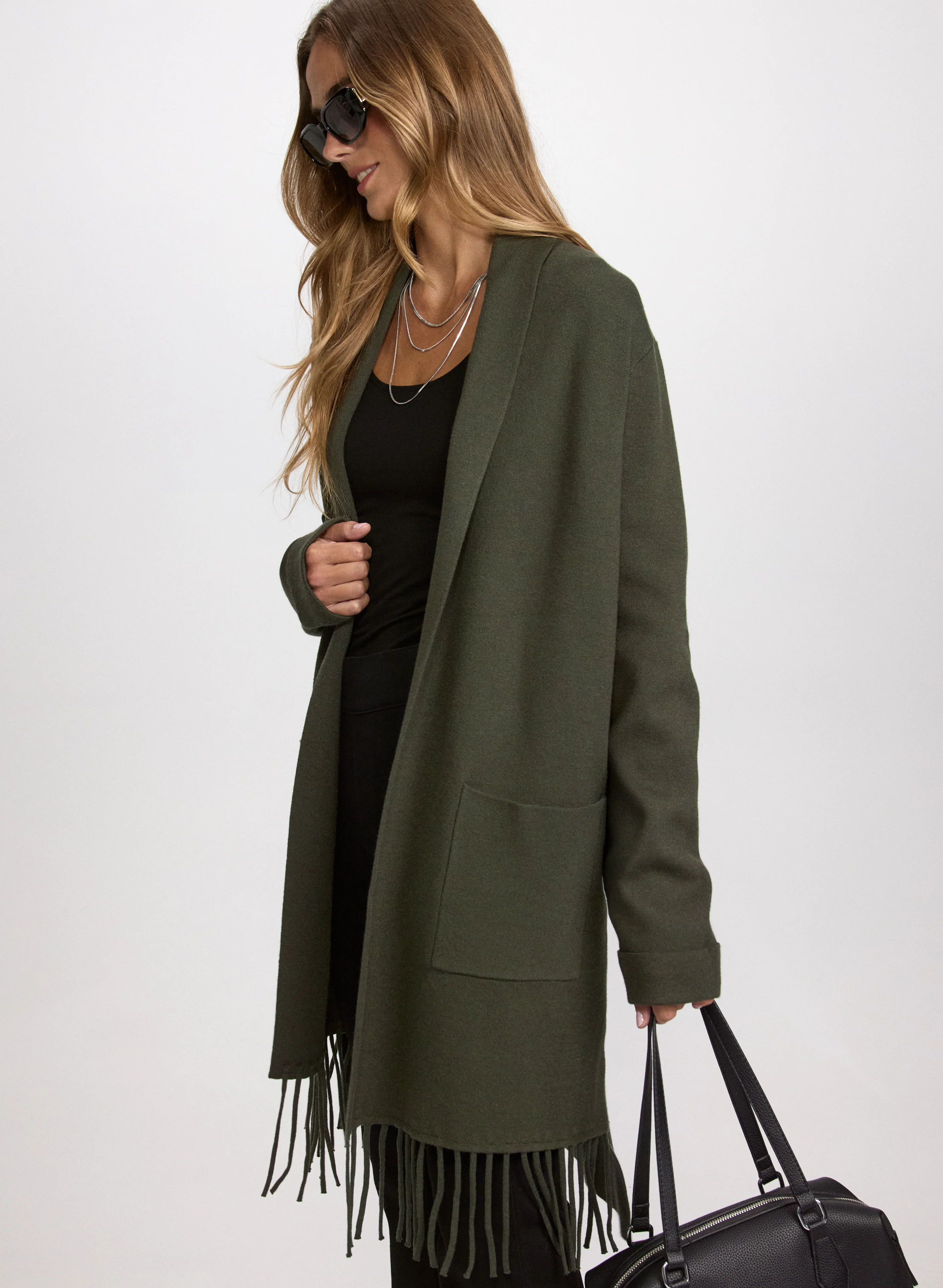 Fringe Colour Block Cardigan - Image 4