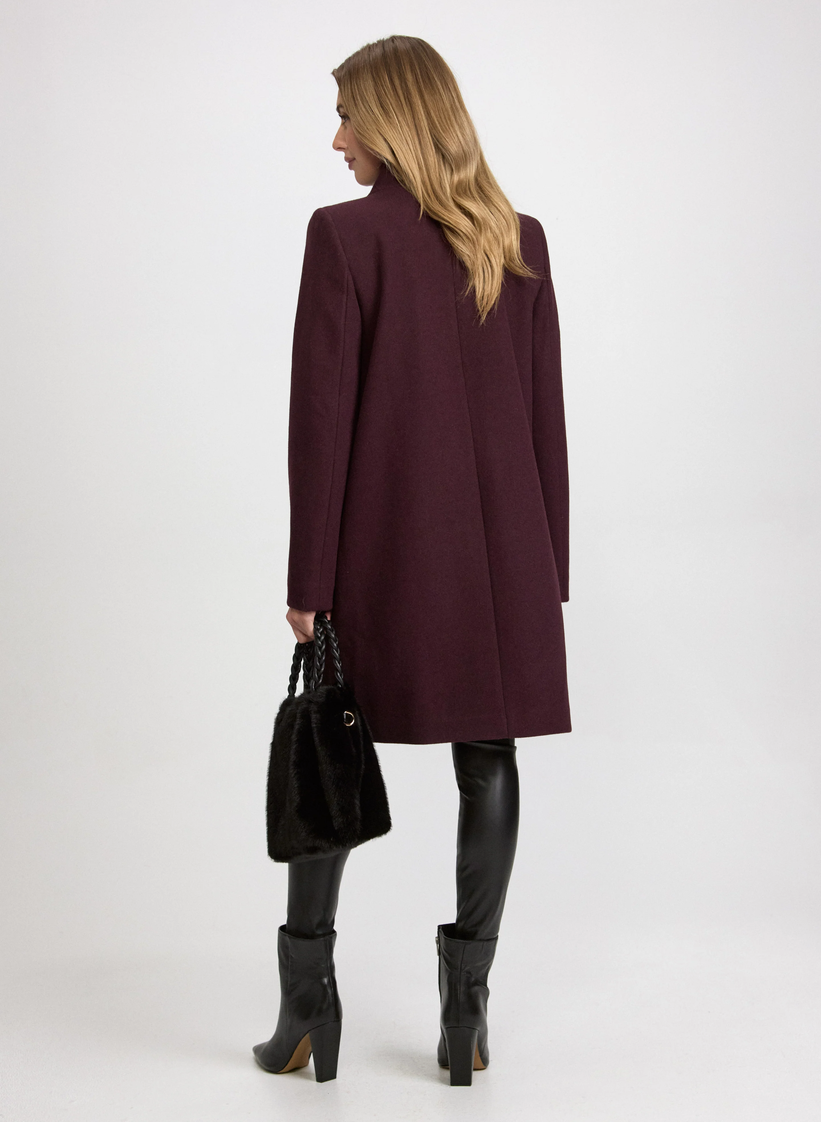 Funnel Neck Wool Coat - Image 4