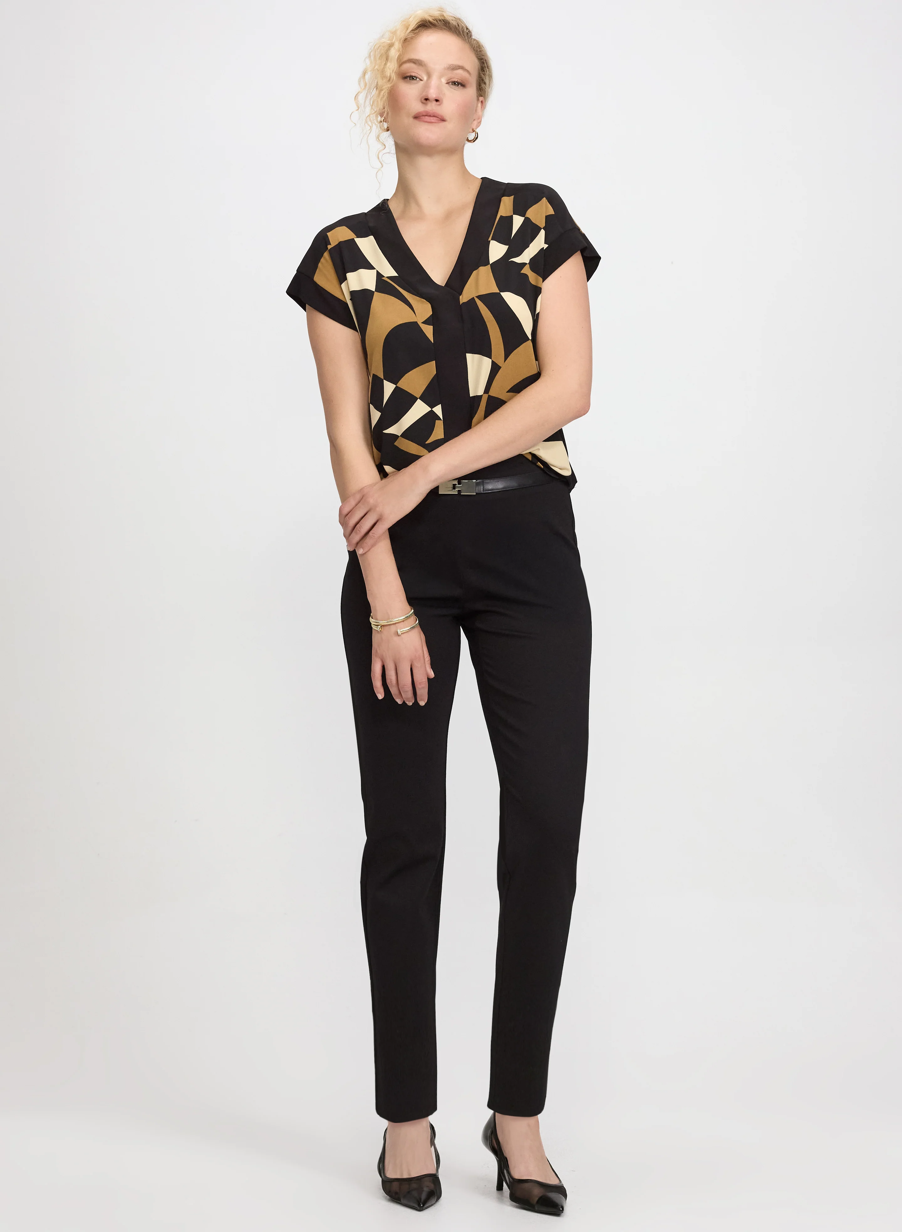 Geometric Cap Sleeve Top - Image 3