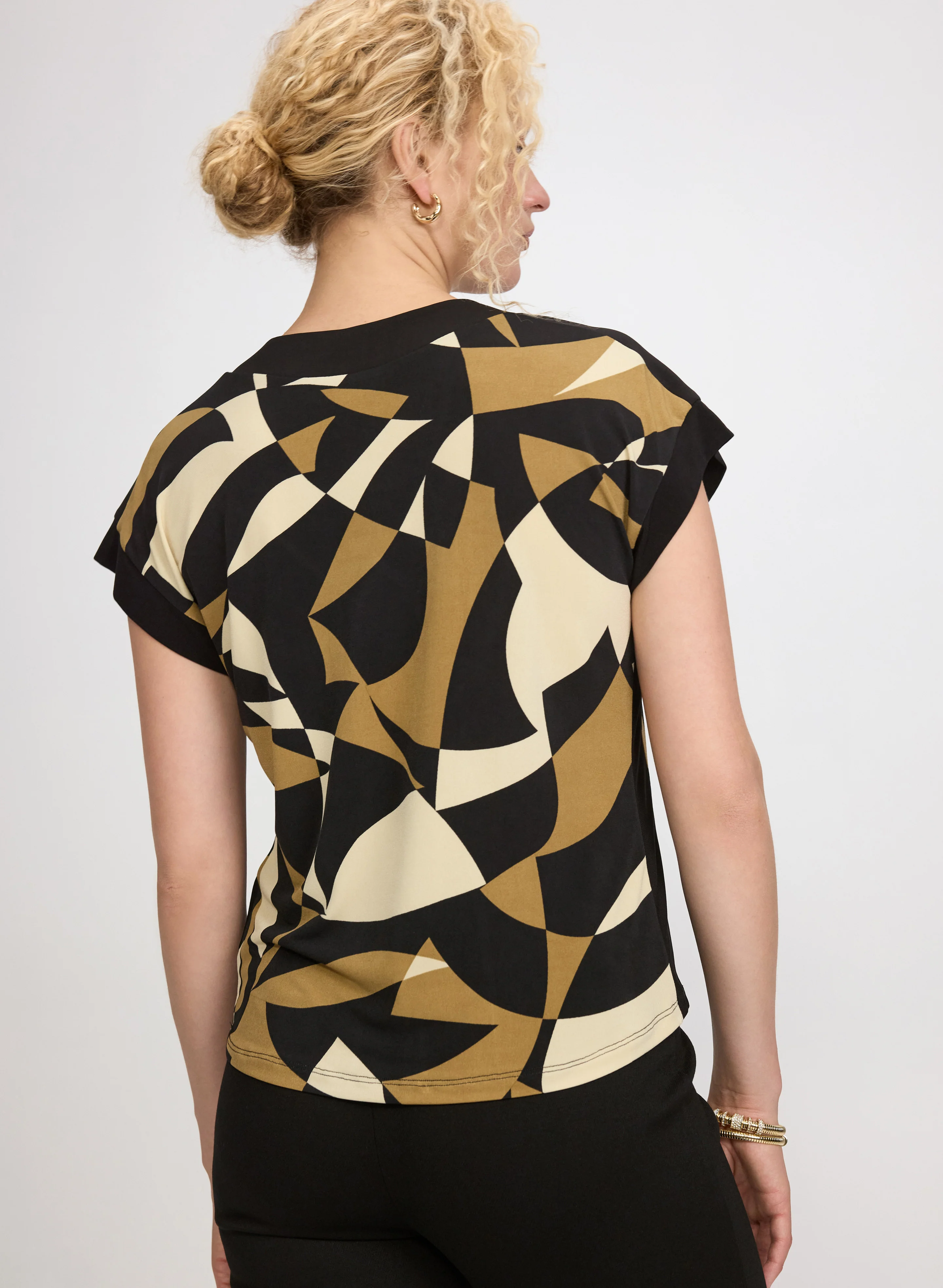 Geometric Cap Sleeve Top - Image 4