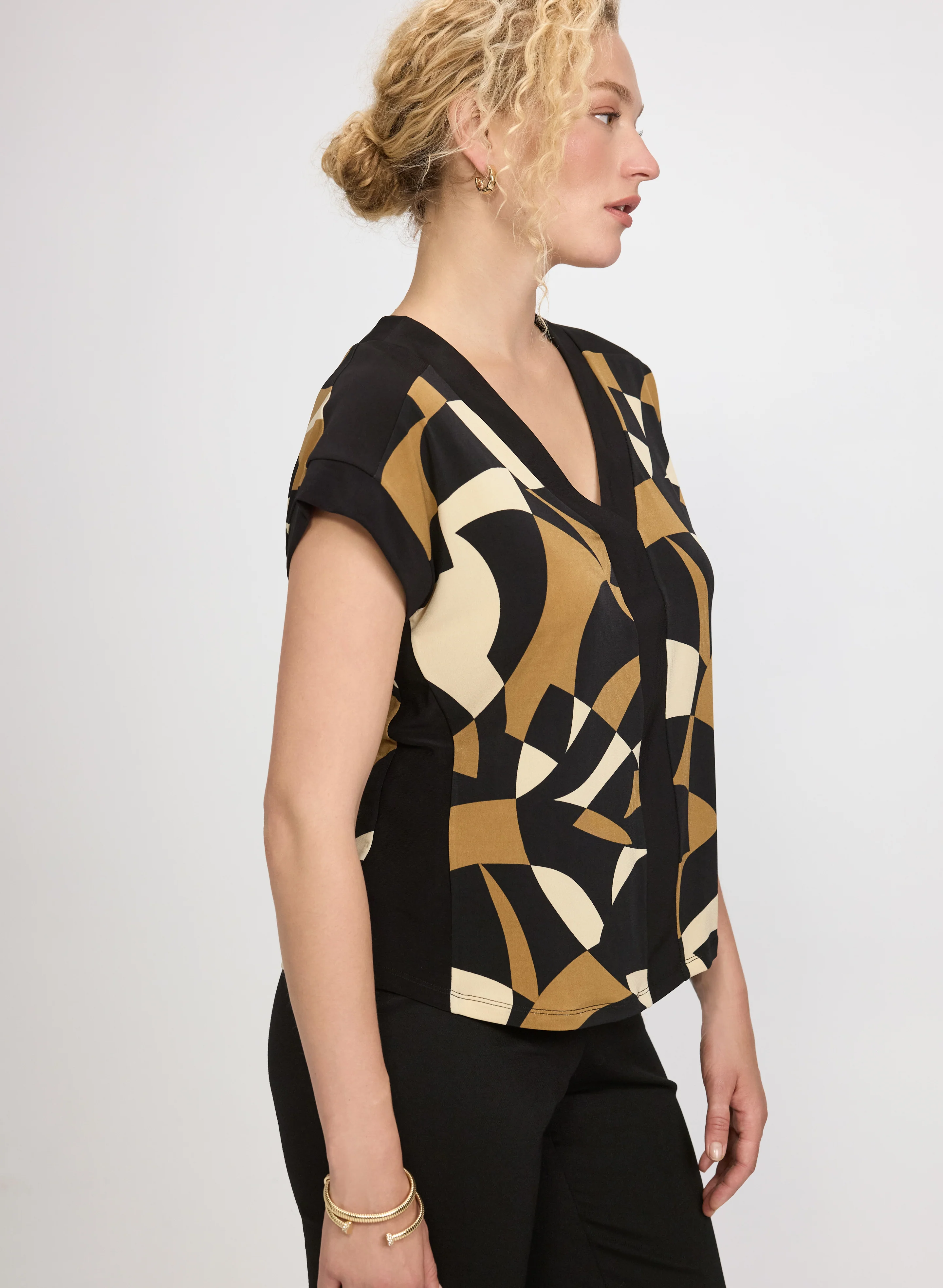 Geometric Cap Sleeve Top - Image 5
