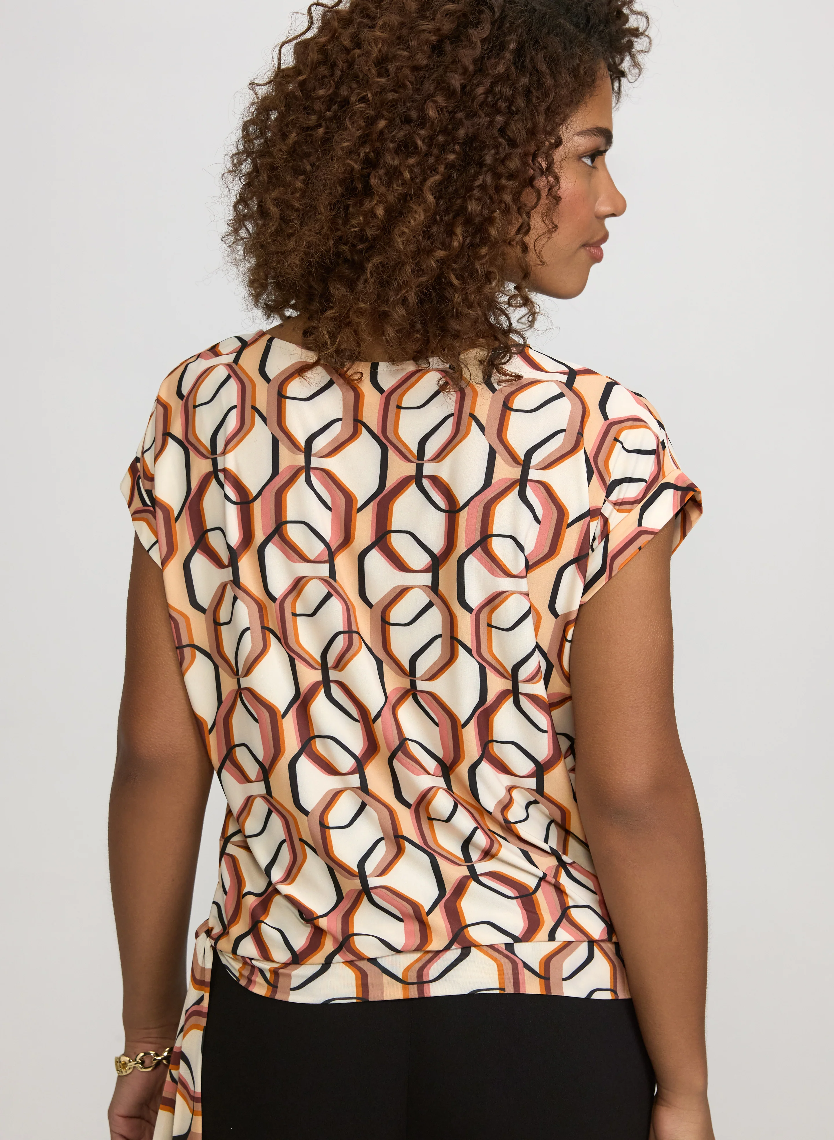 Geometric Cap Sleeve Top - Image 4
