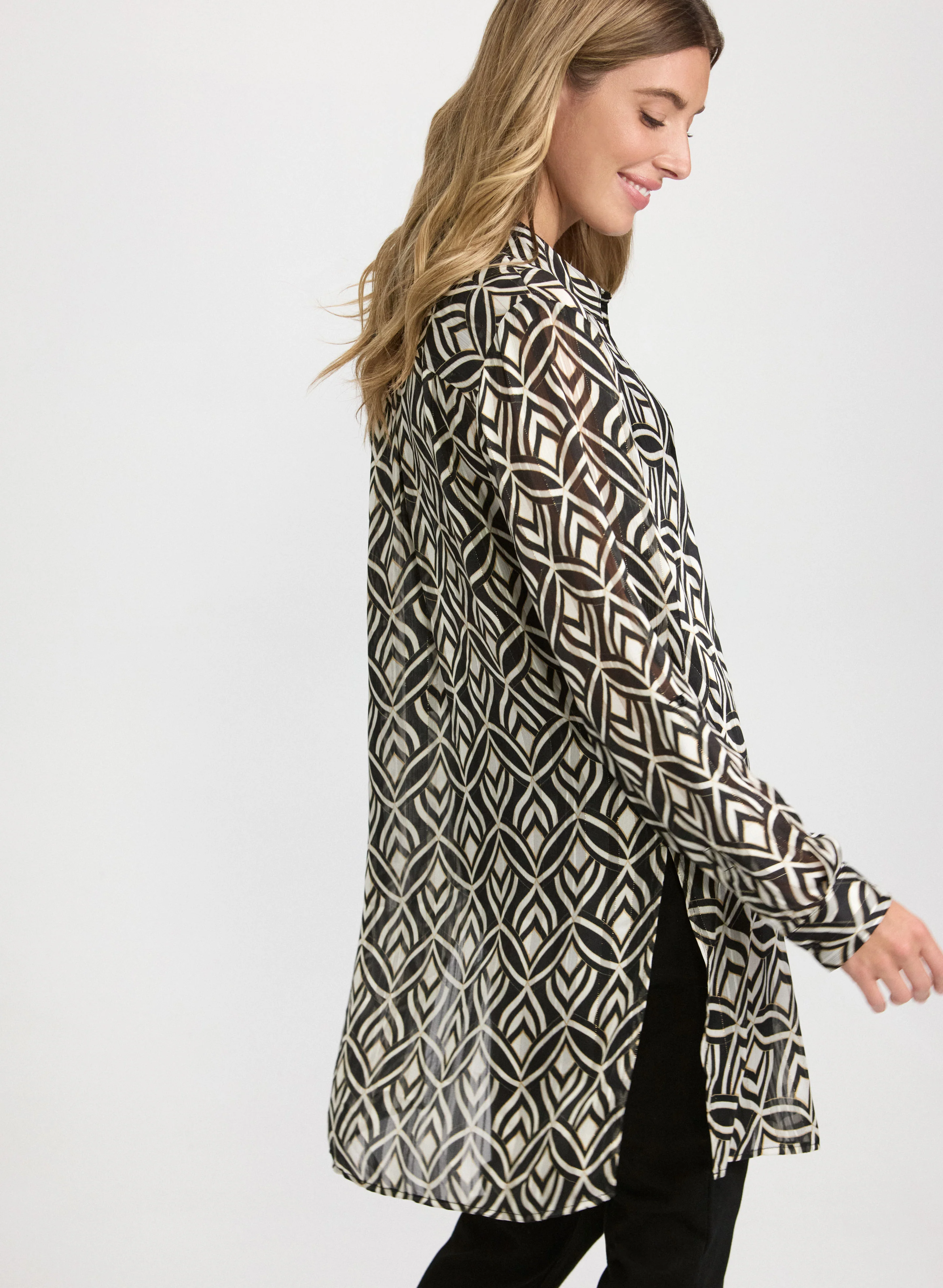Geometric Chiffon Blouse - Image 2