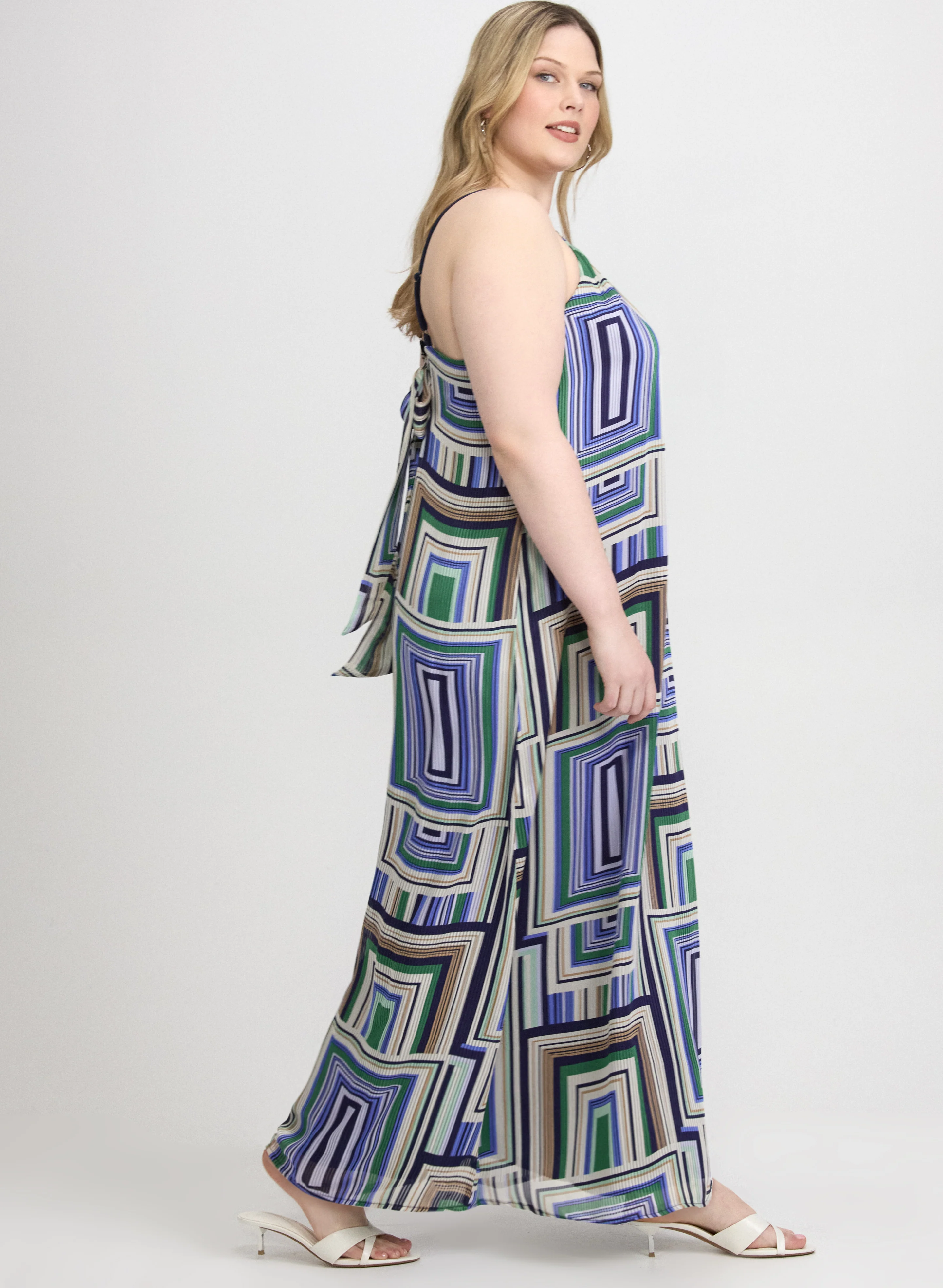 Geometric Halter Neck Dress - Image 3