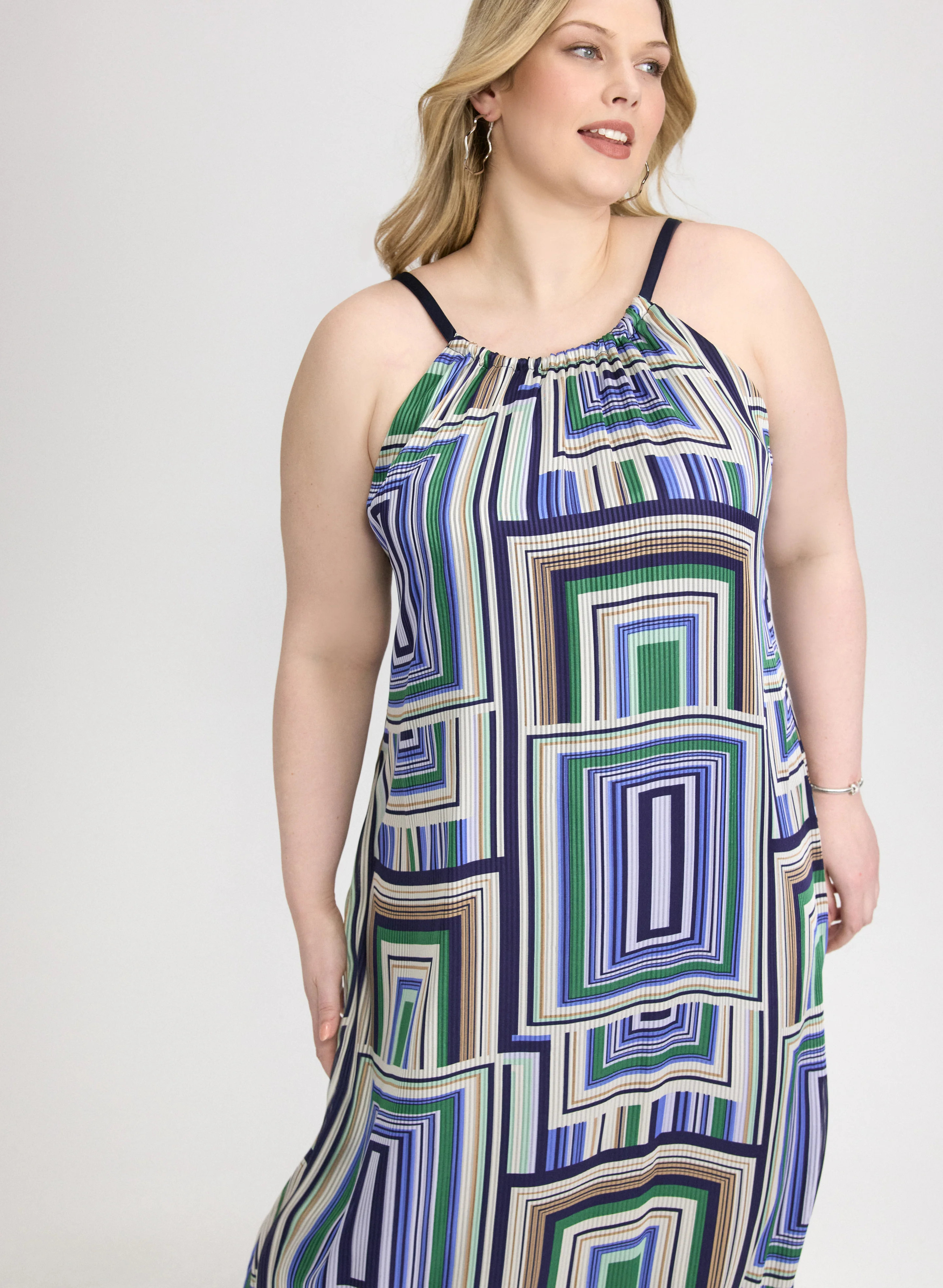 Geometric Halter Neck Dress - Image 4
