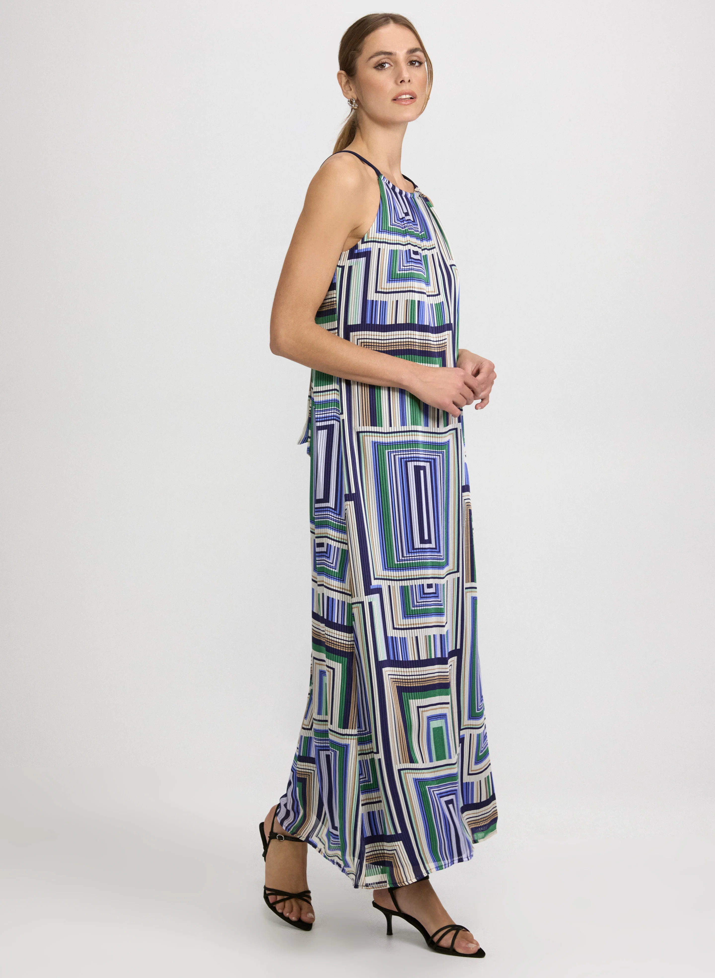 Geometric Halter Neck Dress - Image 3