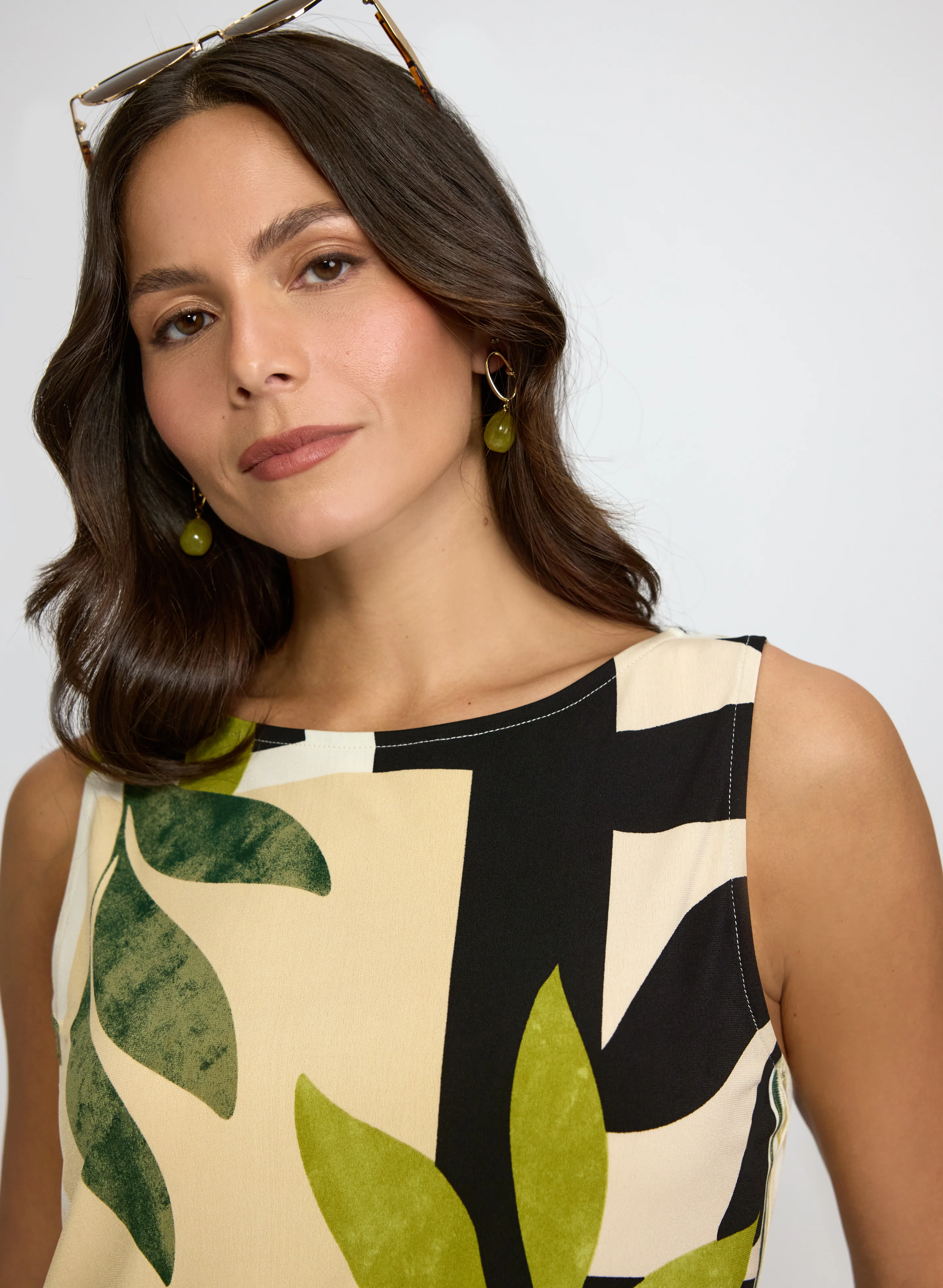 Geometric Leaf Print Top - Image 2