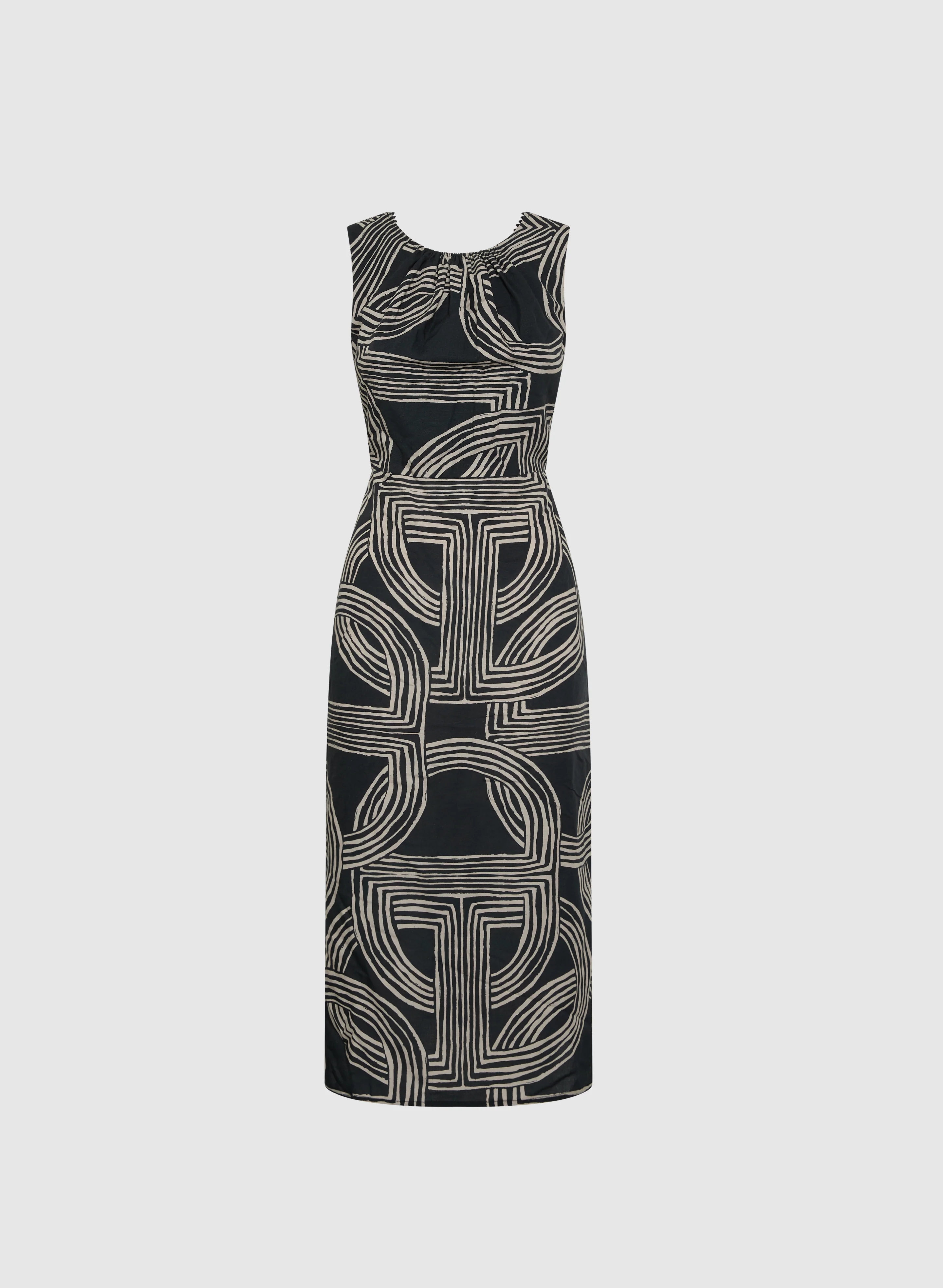 Geometric Linen-Blend Dress - Image 7