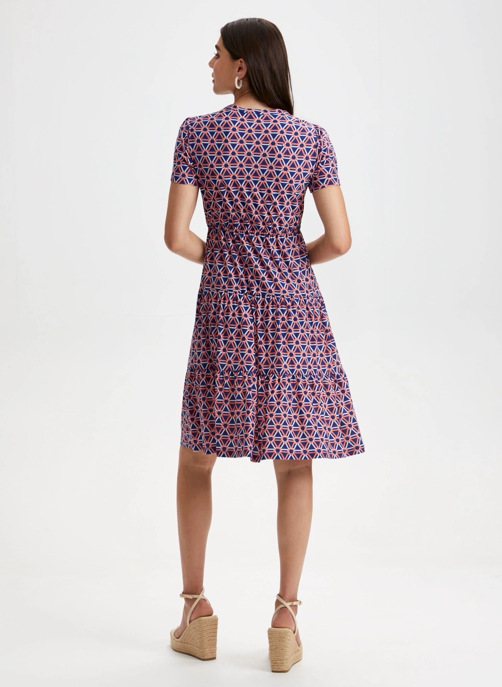 Geometric Print Tiered Midi Dress - Image 4