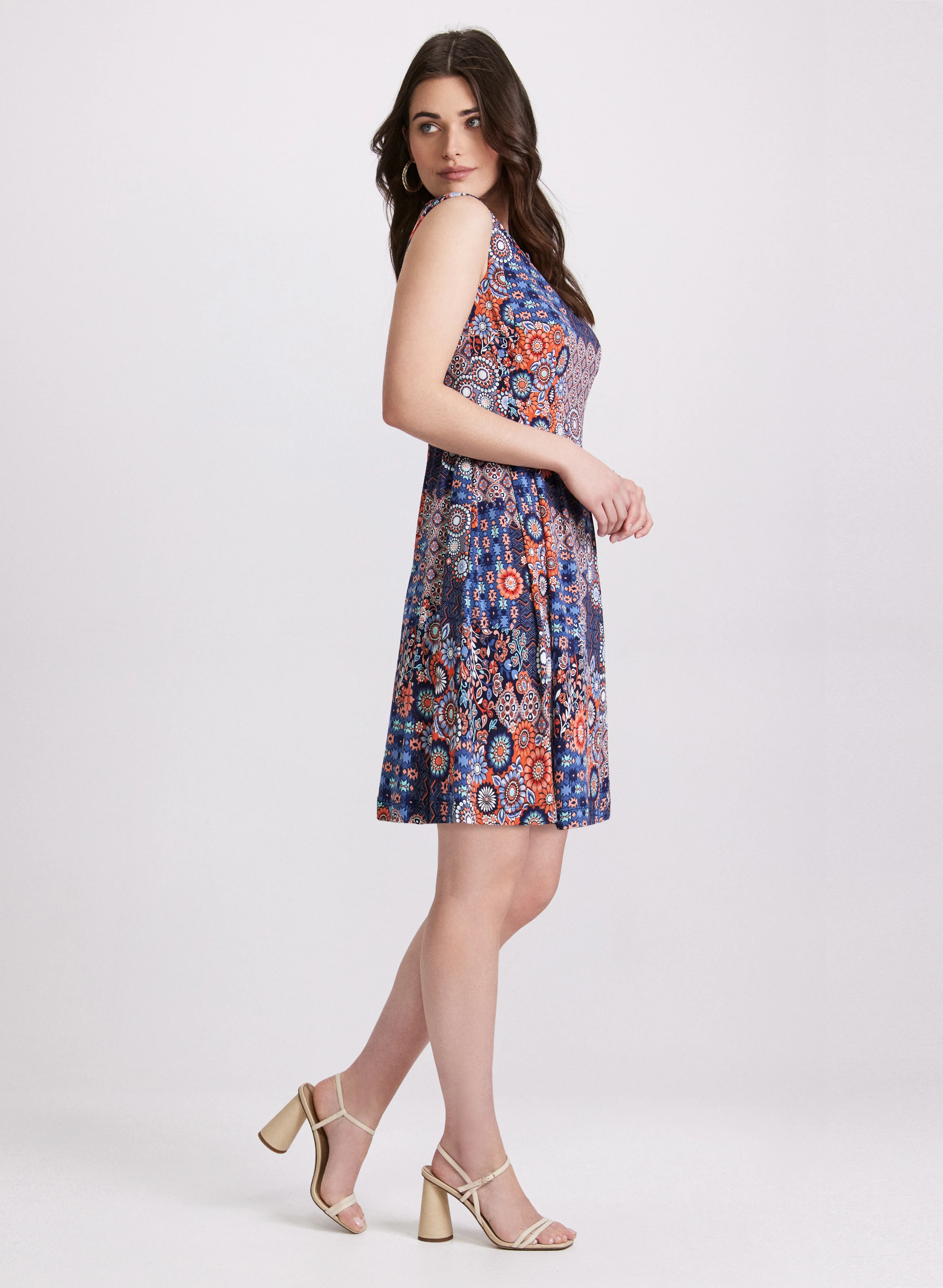 Geometric Tile Print Dress - Image 3