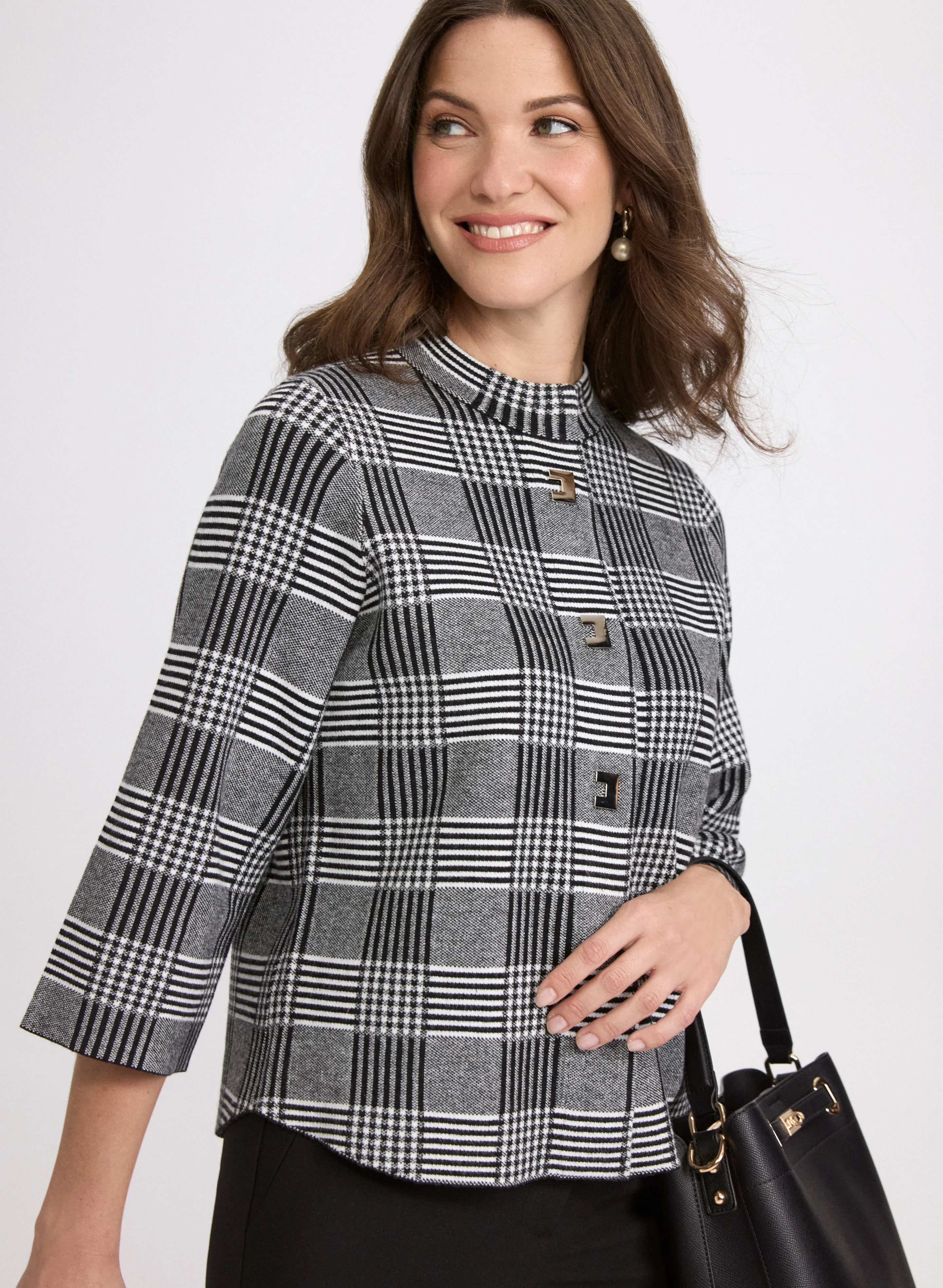 Glen Check Swing Cardigan - Image 2