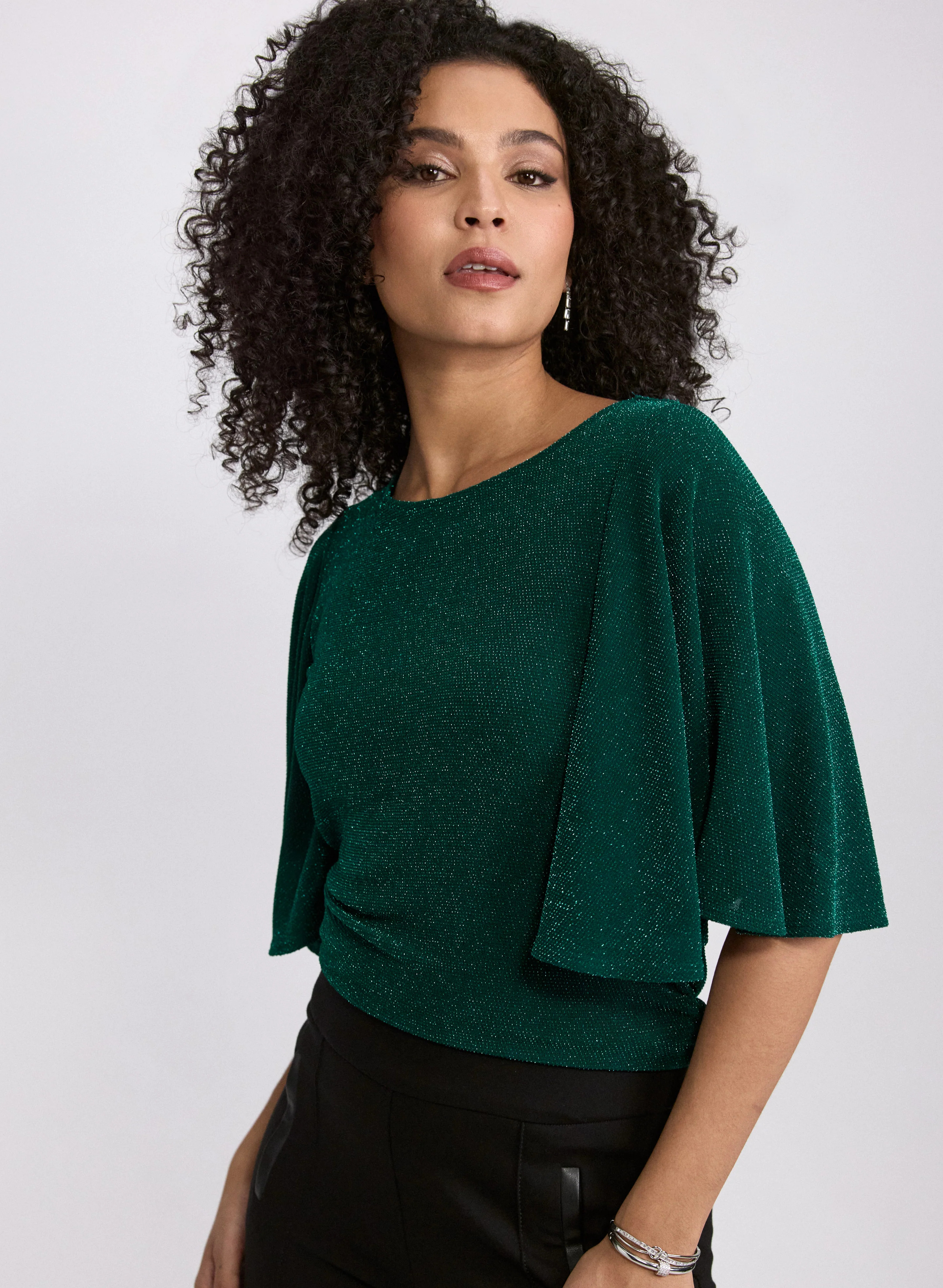 Glitter Elbow Sleeve Top