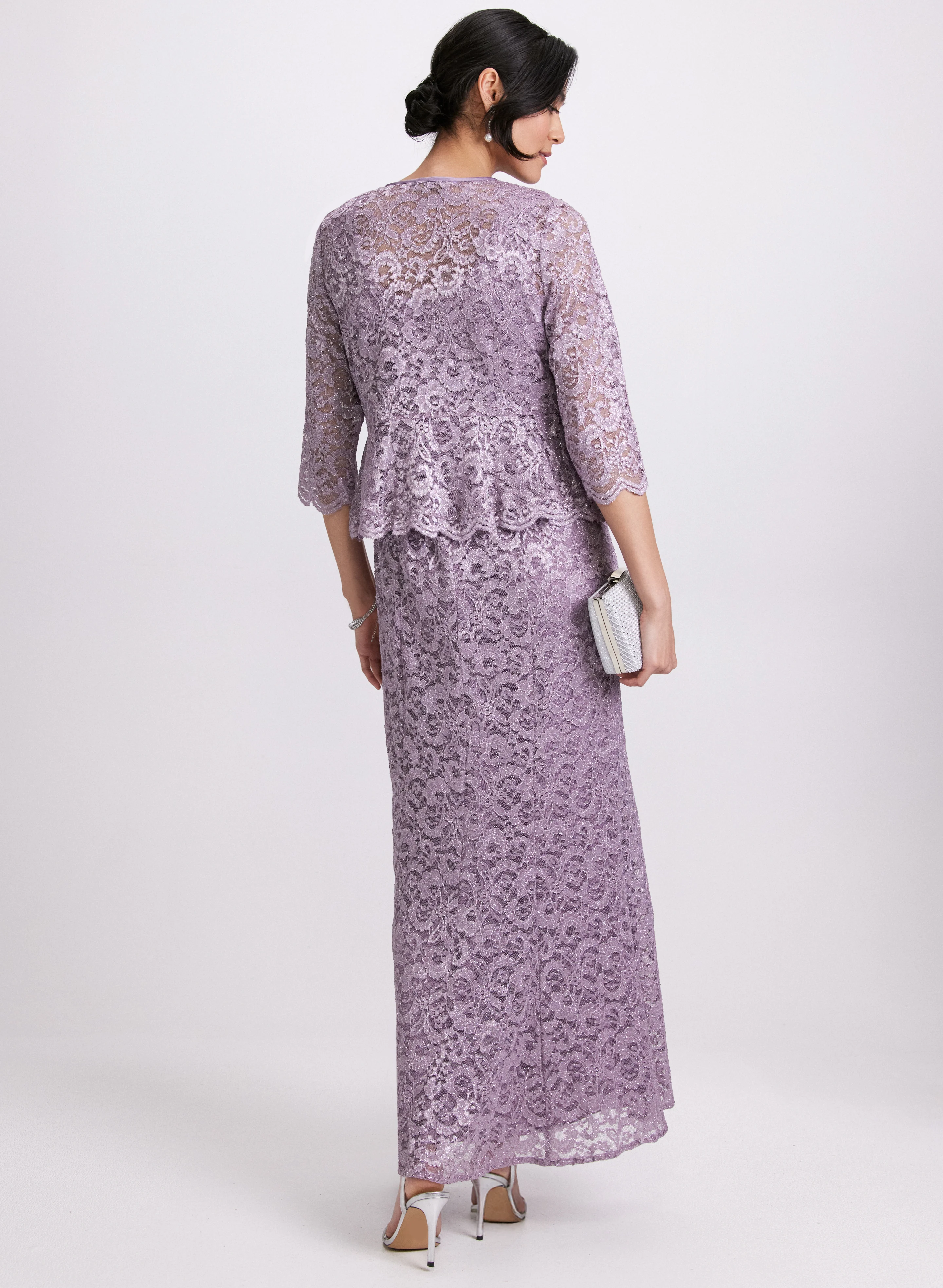 Glitter Lace Dress & Jacket Set - Image 3
