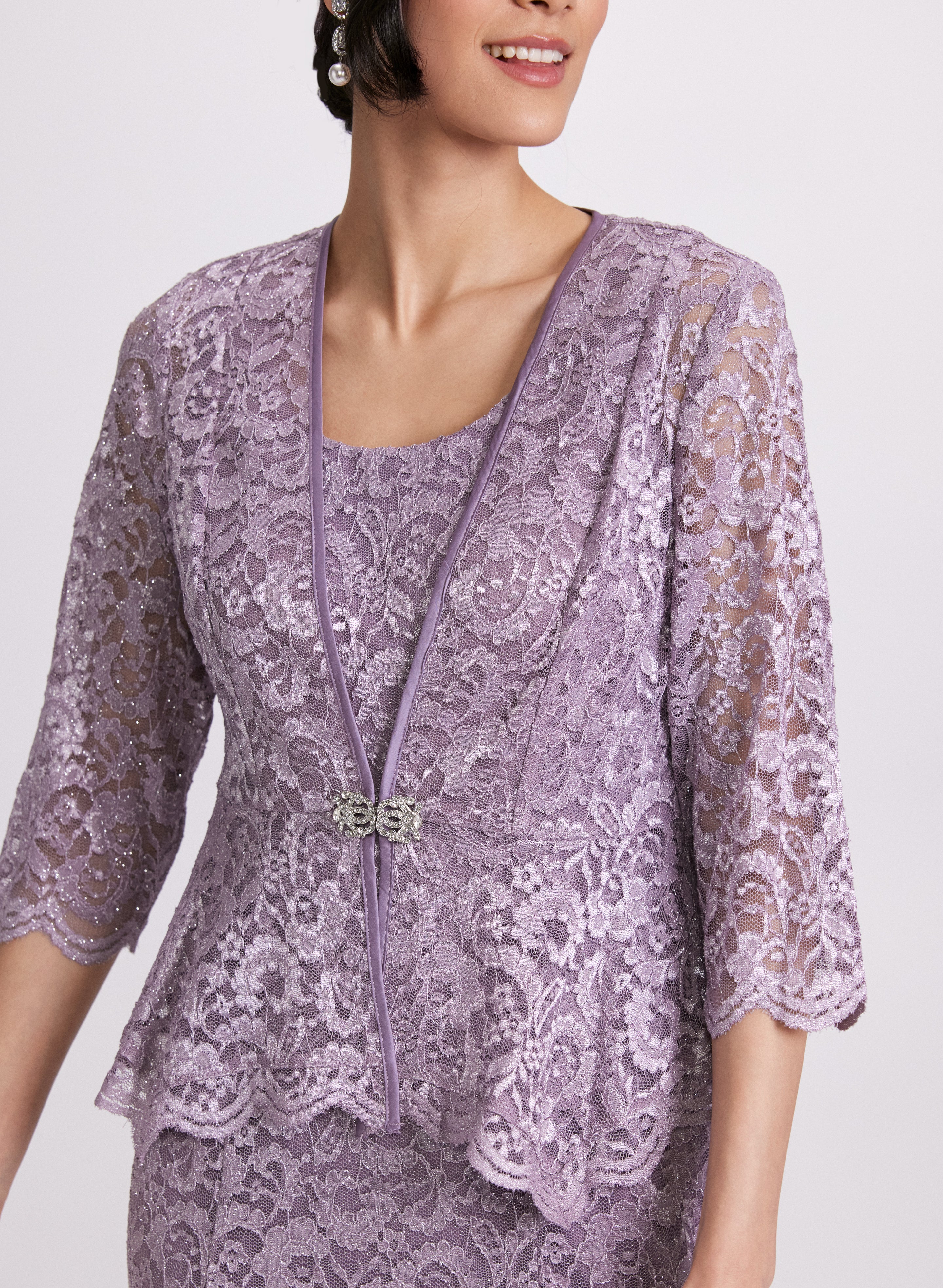 Glitter Lace Dress & Jacket Set - Image 5