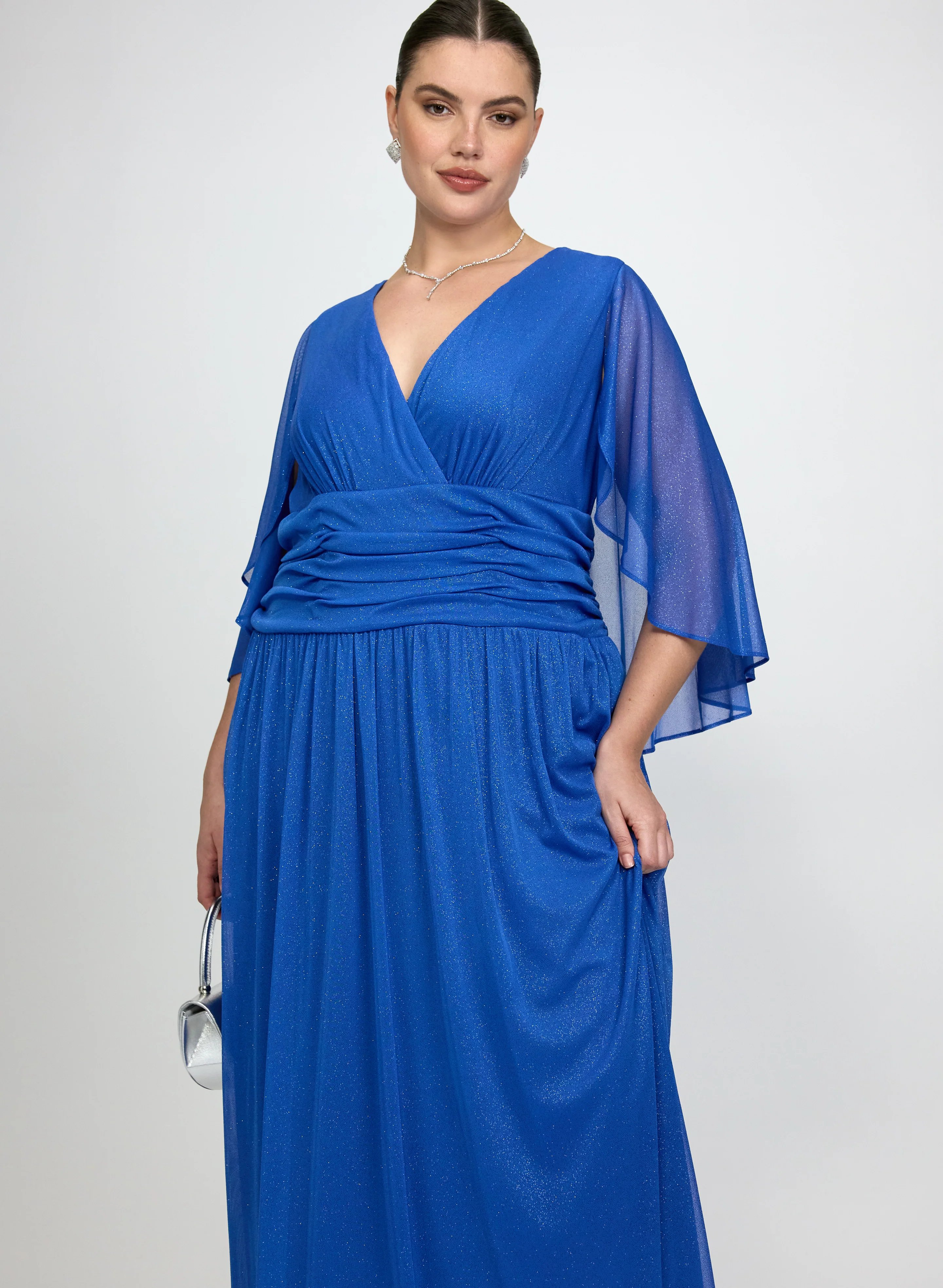 Glitter Mesh Capelet Dress - Image 4