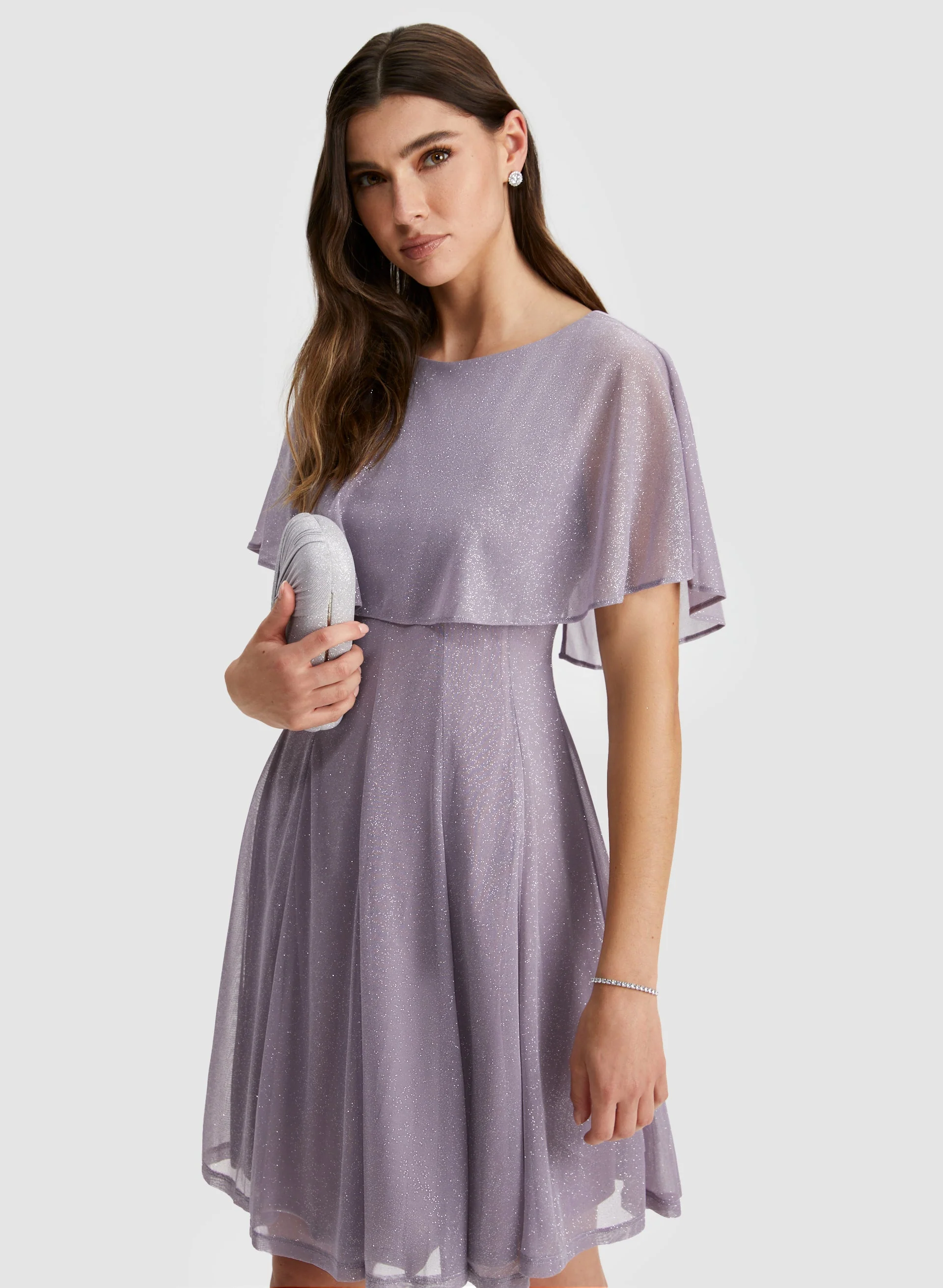 Glitter Mesh Capelet Dress - Image 5