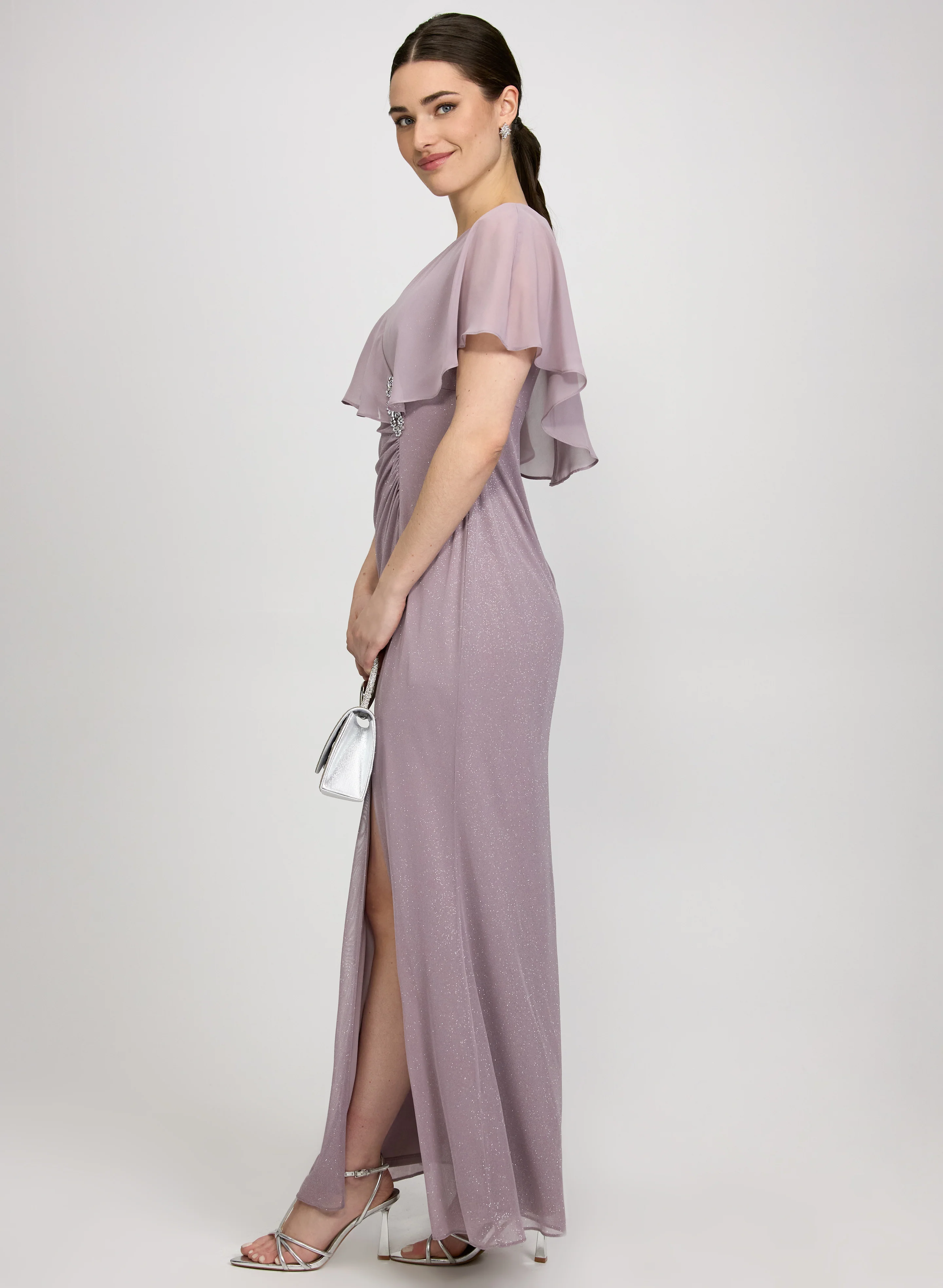 Glitter Mesh Slit Dress - Image 2