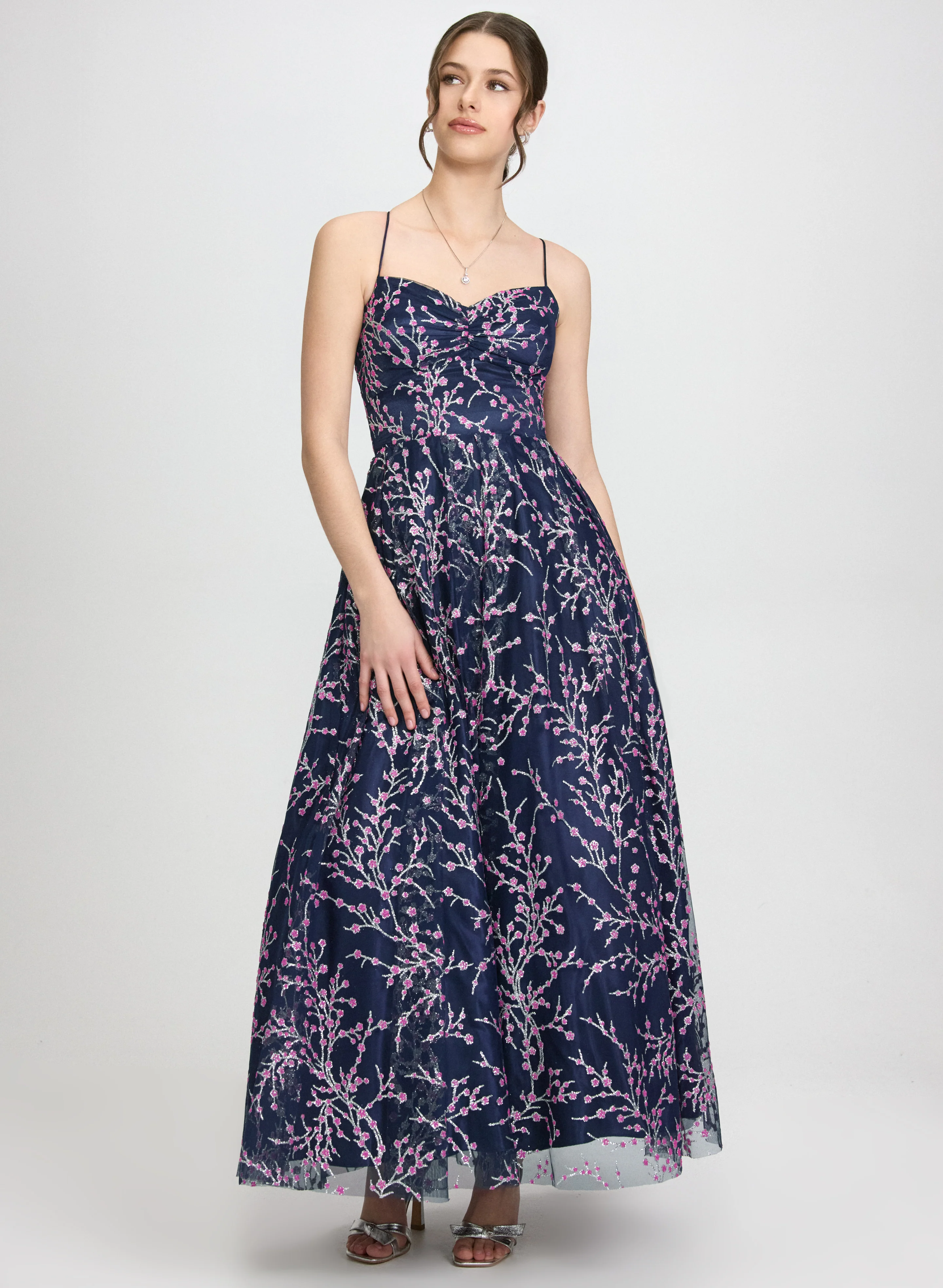 Glitter Tulle & Satin Gown
