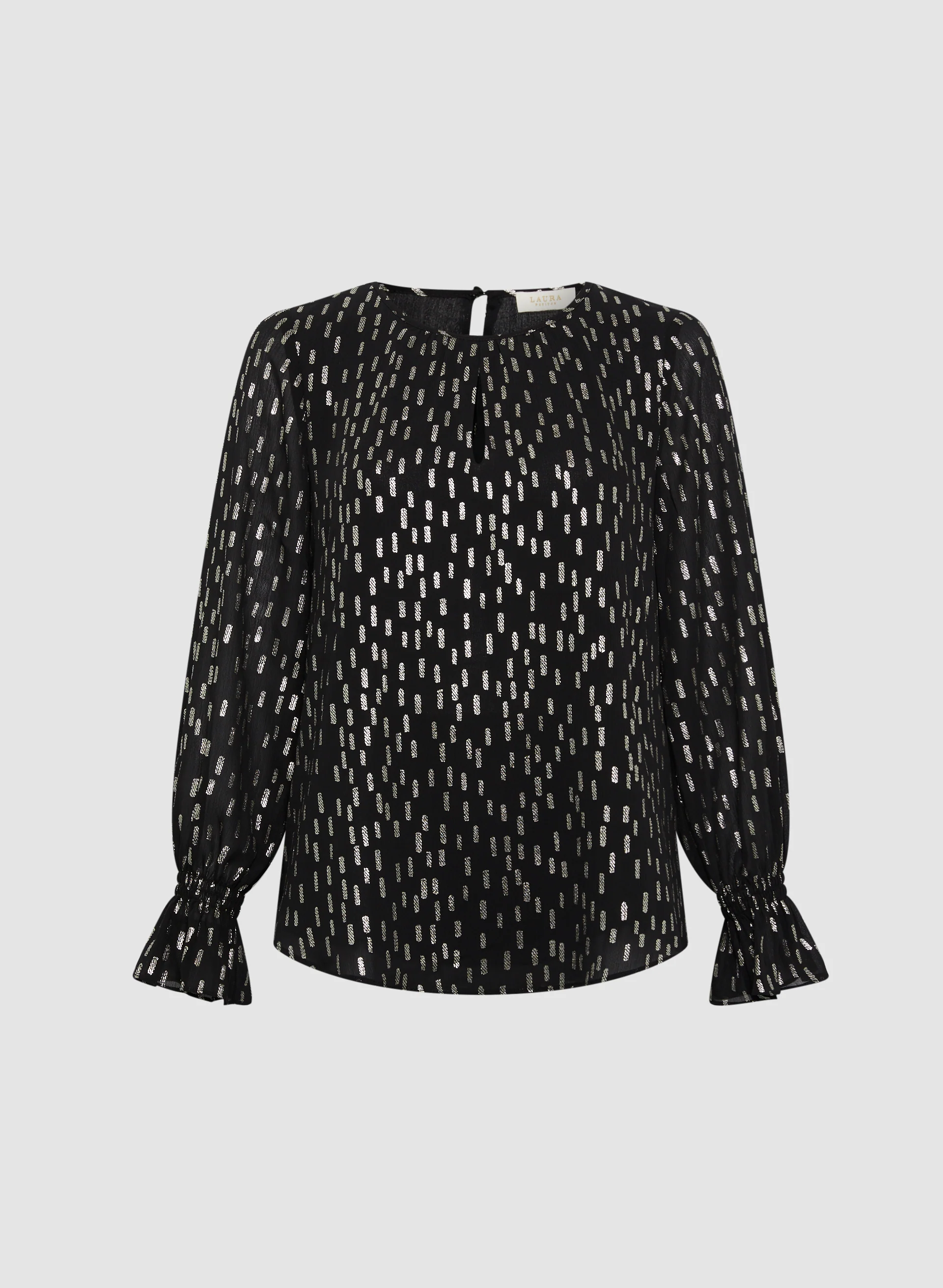Gold Foil Print Popover Blouse - Image 6