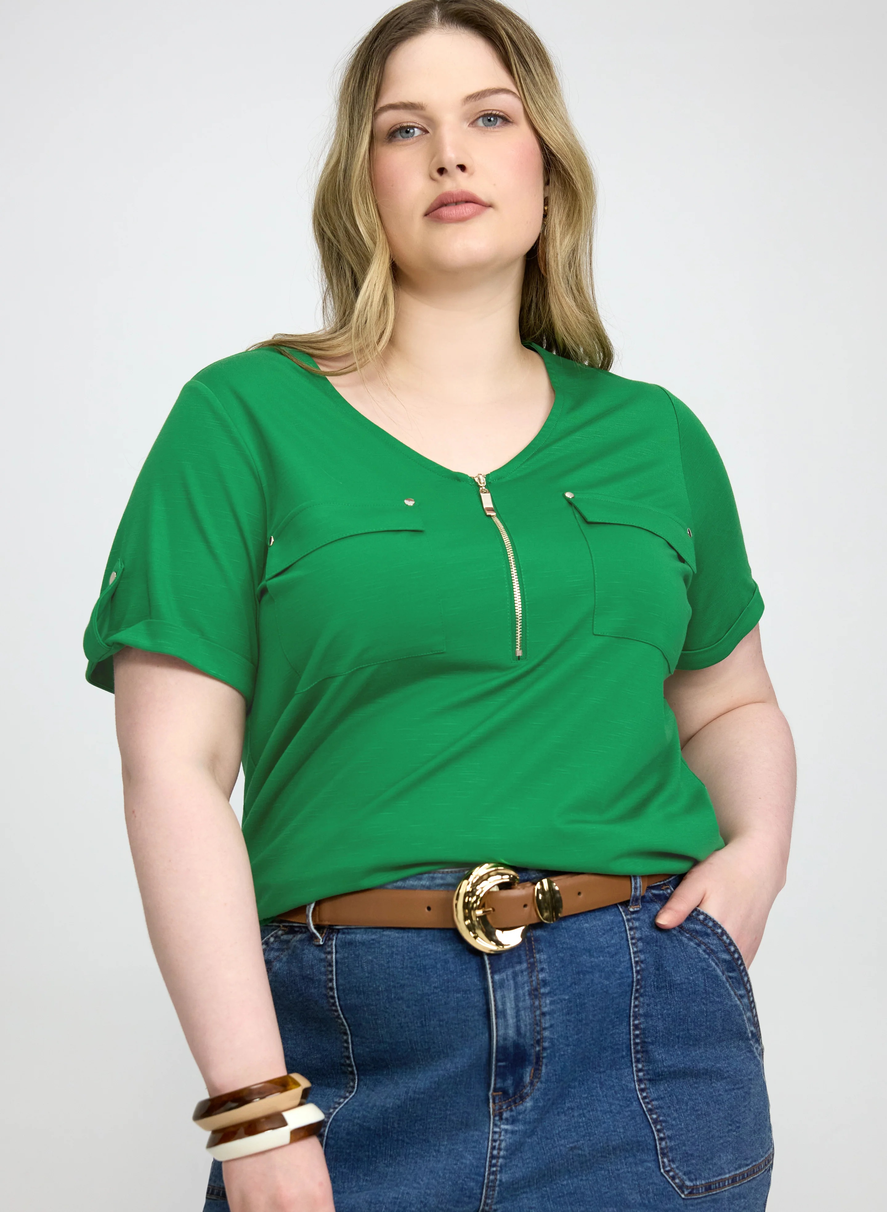 Half-Zip Slub T-Shirt