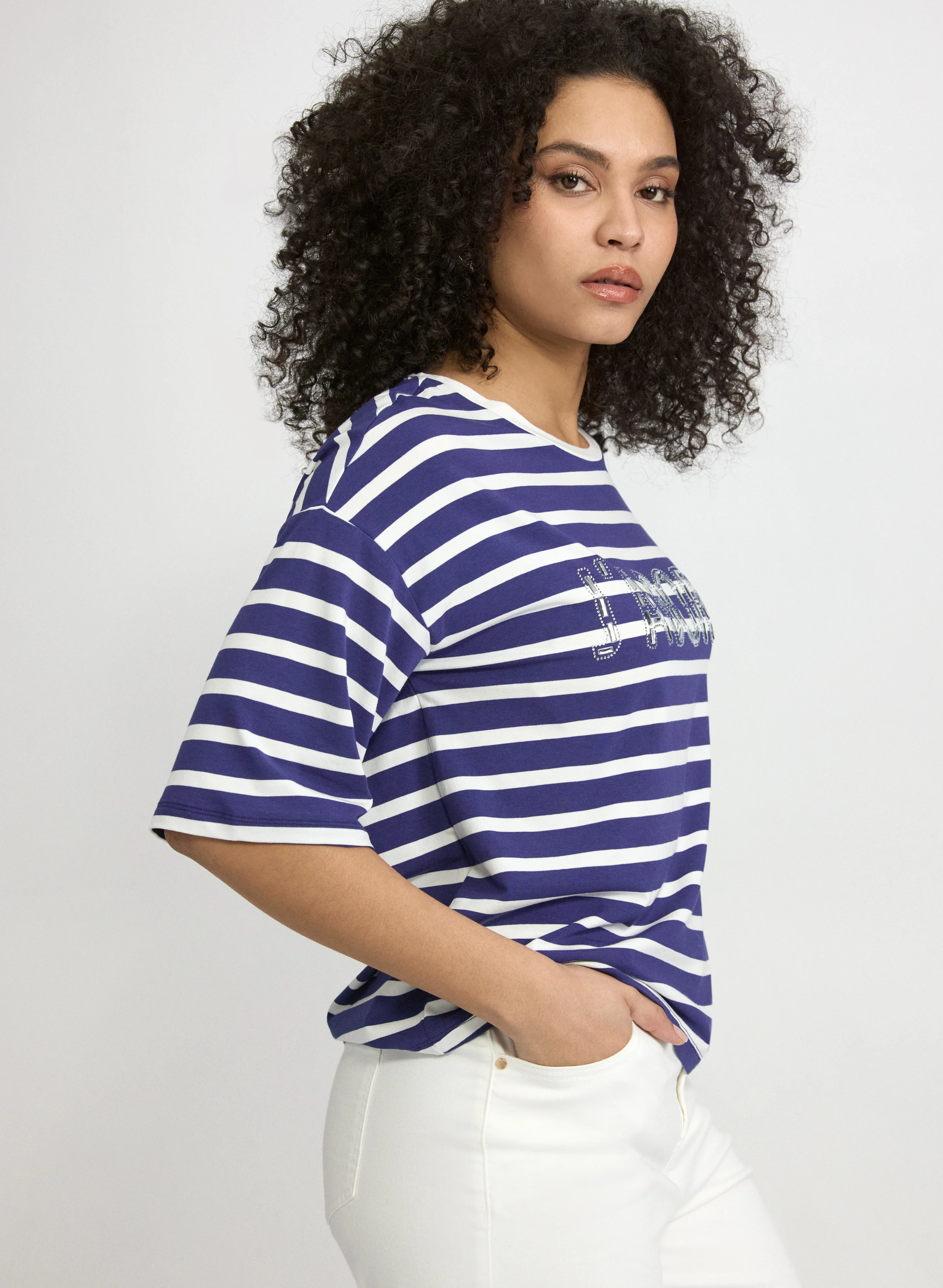 'J'Adore' Stripe T-Shirt - Image 5