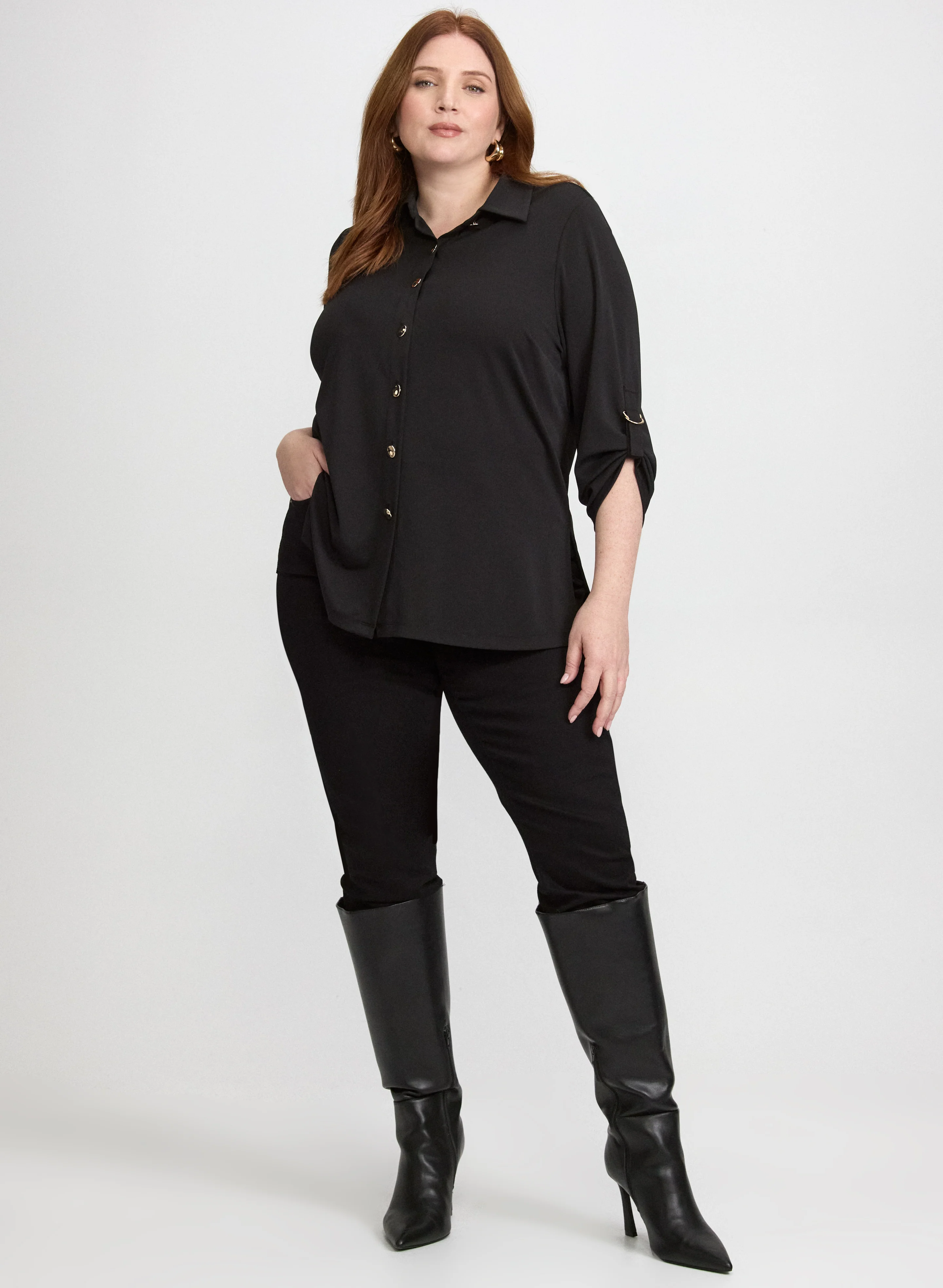 Jersey Button-Down Top - Image 3