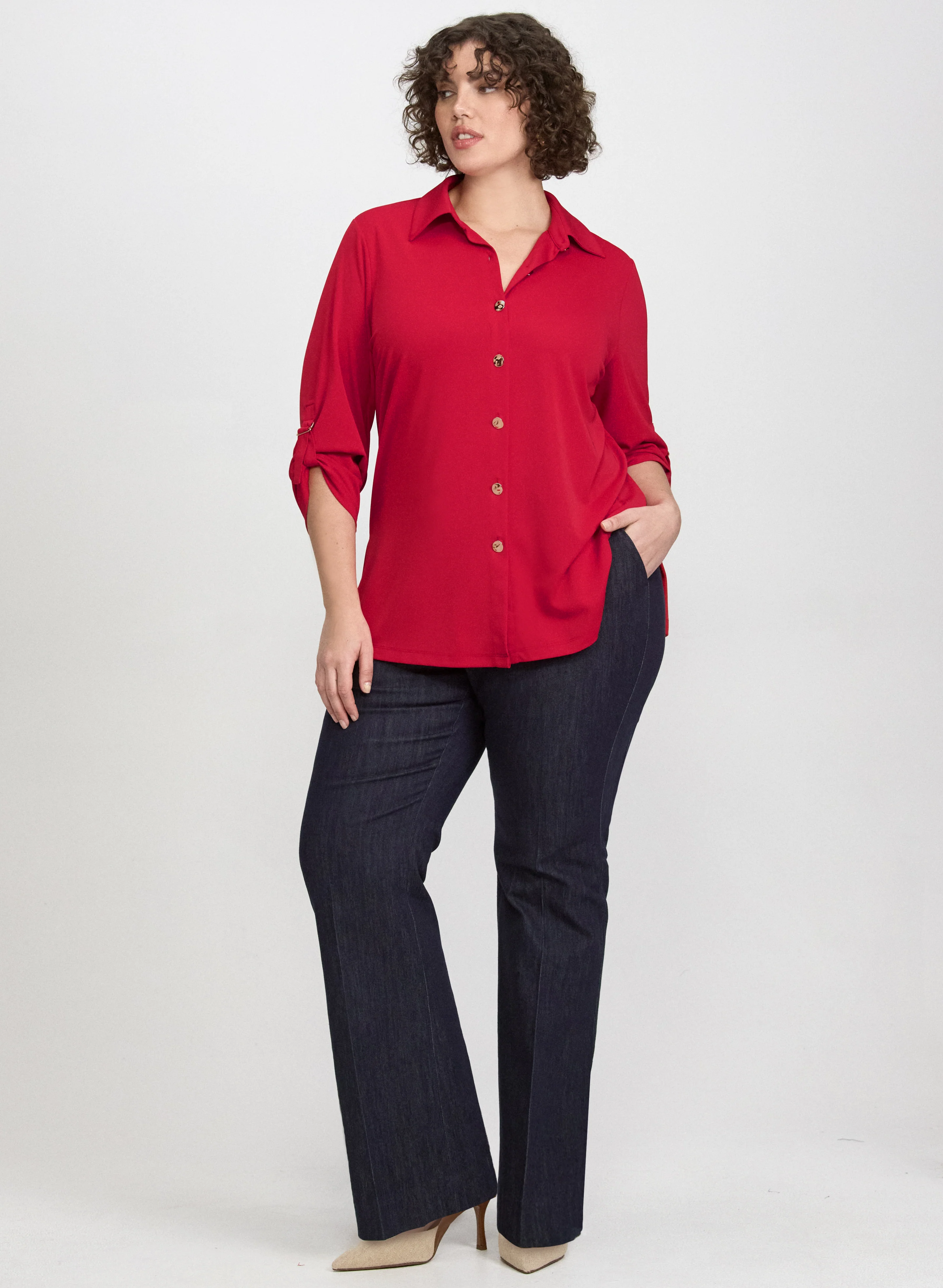 Jersey Button-Down Top - Image 3